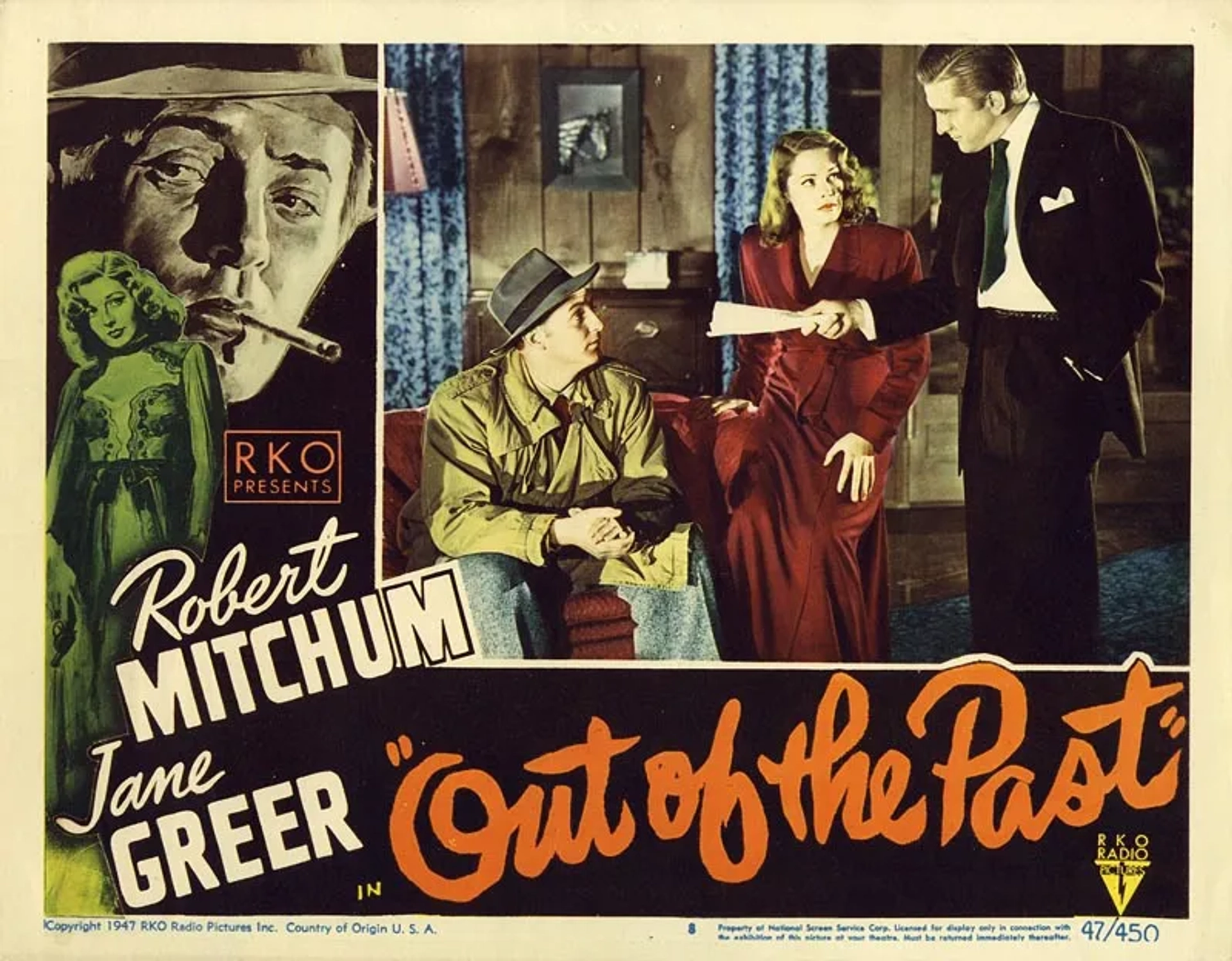 Kirk Douglas, Robert Mitchum, and Jane Greer in Out of the Past (1947)