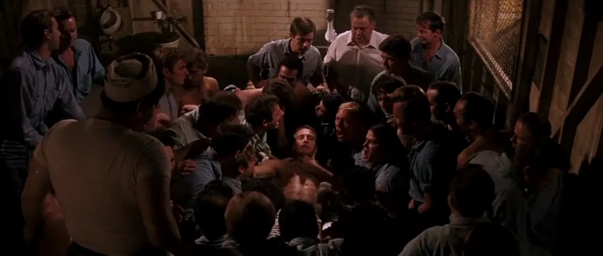 Paul Newman, Dennis Hopper, Joe Don Baker, George Kennedy, Harry Dean Stanton, Richard Davalos, Robert Drivas, Warren Finnerty, Clifton James, and Ralph Waite in Cool Hand Luke (1967)