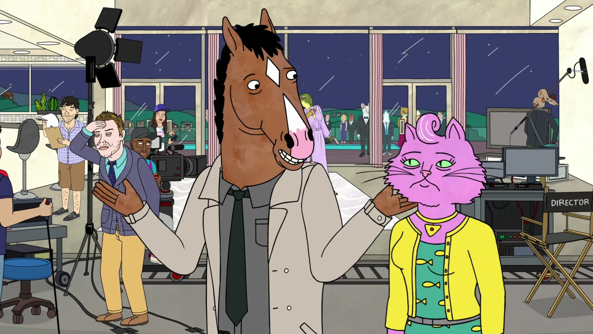 Will Arnett, Amy Sedaris, and Rami Malek in BoJack Horseman (2014)