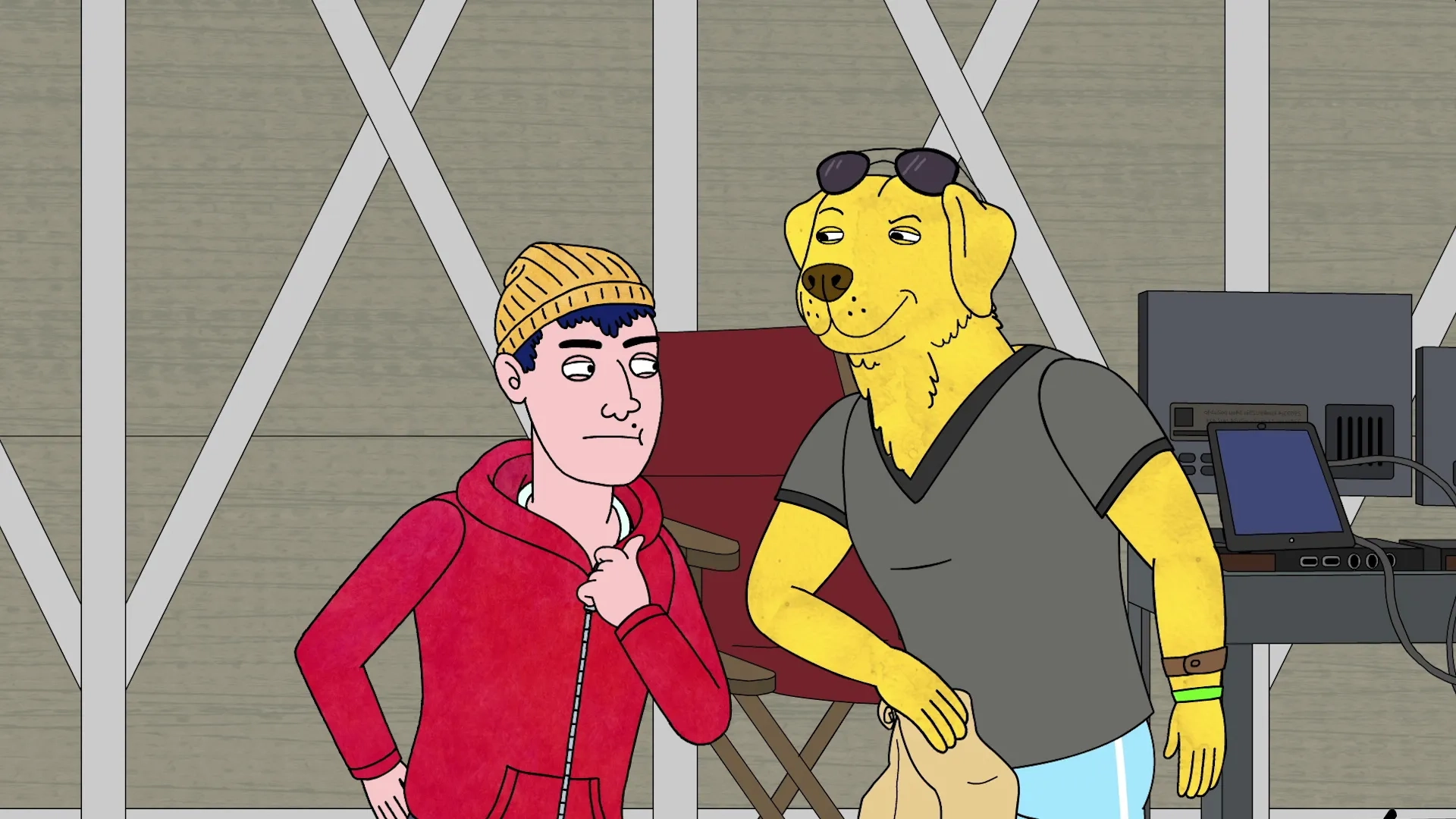 Paul F. Tompkins and Aaron Paul in BoJack Horseman (2014)