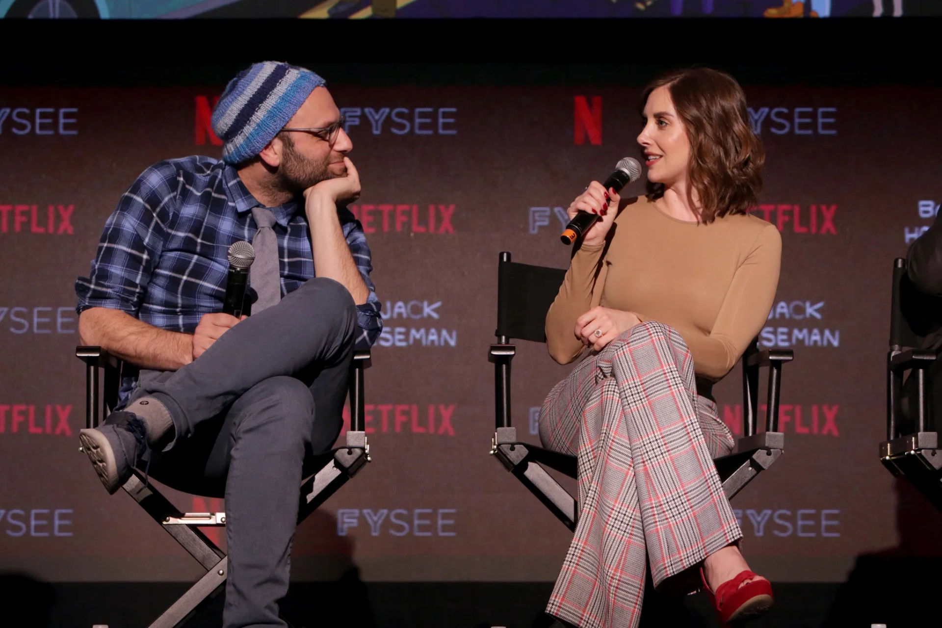 Alison Brie and Raphael Bob-Waksberg at an event for BoJack Horseman (2014)