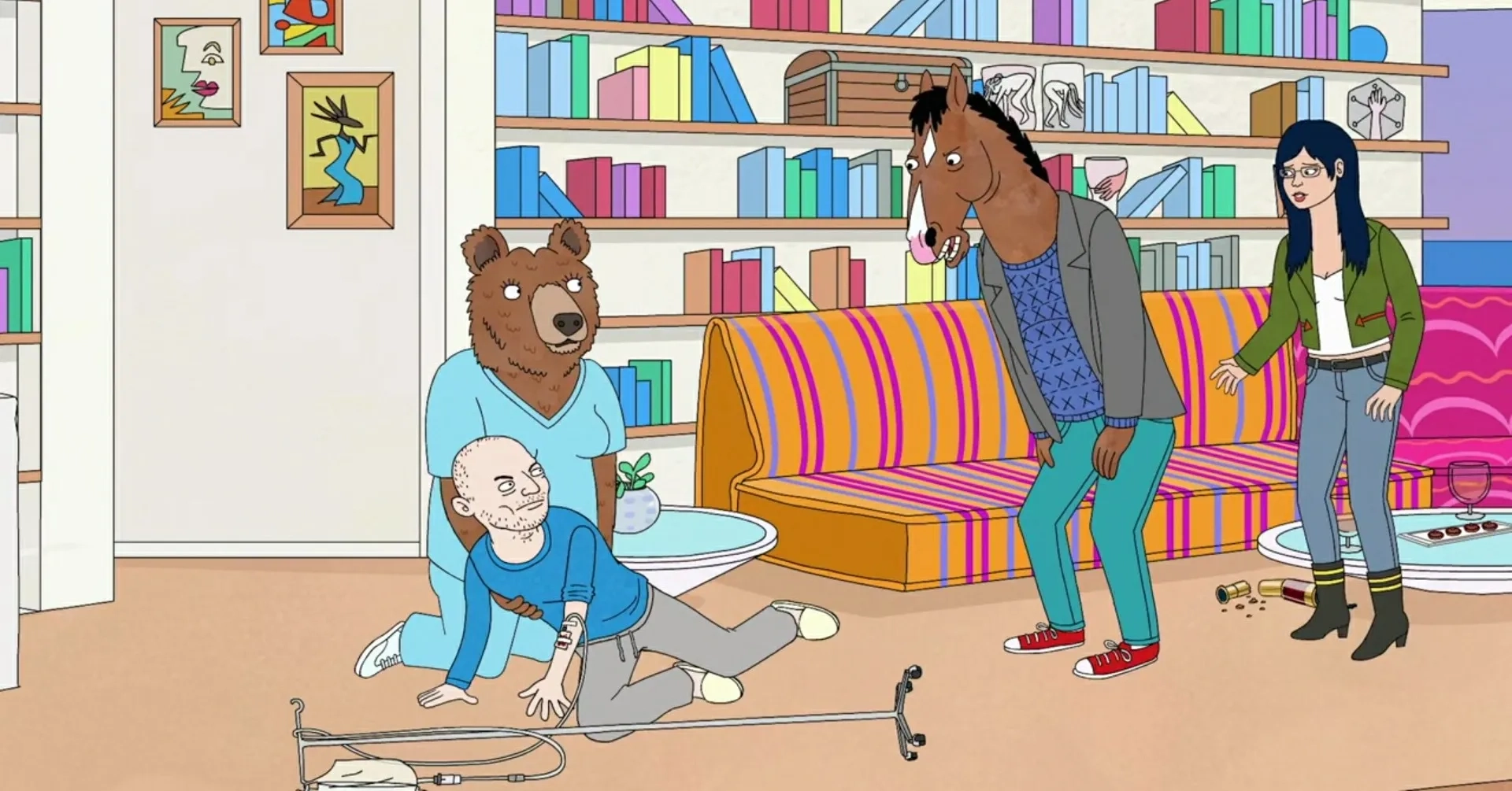 Stanley Tucci, Will Arnett, and Alison Brie in BoJack Horseman (2014)