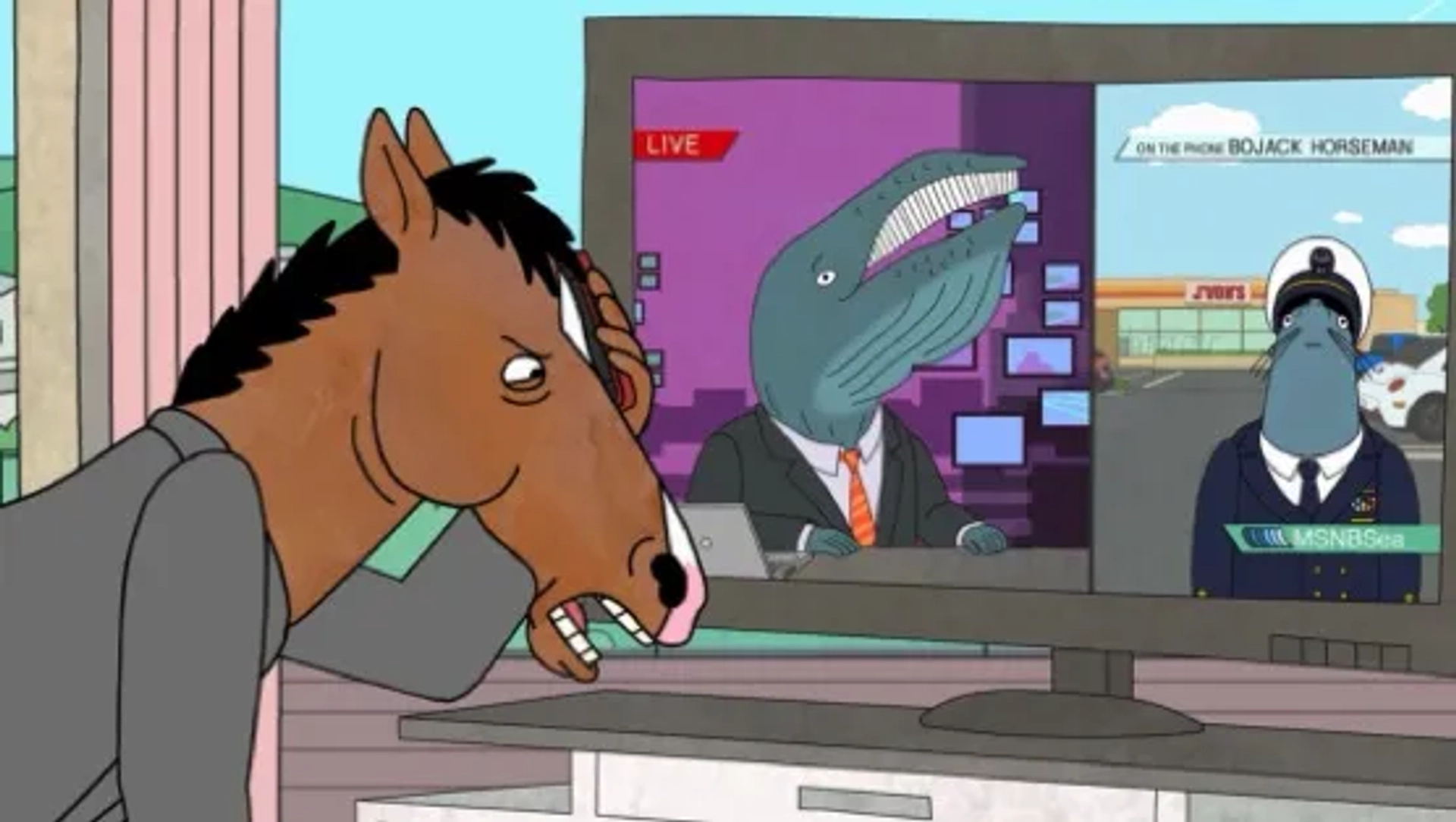 Will Arnett, Keith Olbermann, and Patton Oswalt in BoJack Horseman (2014)