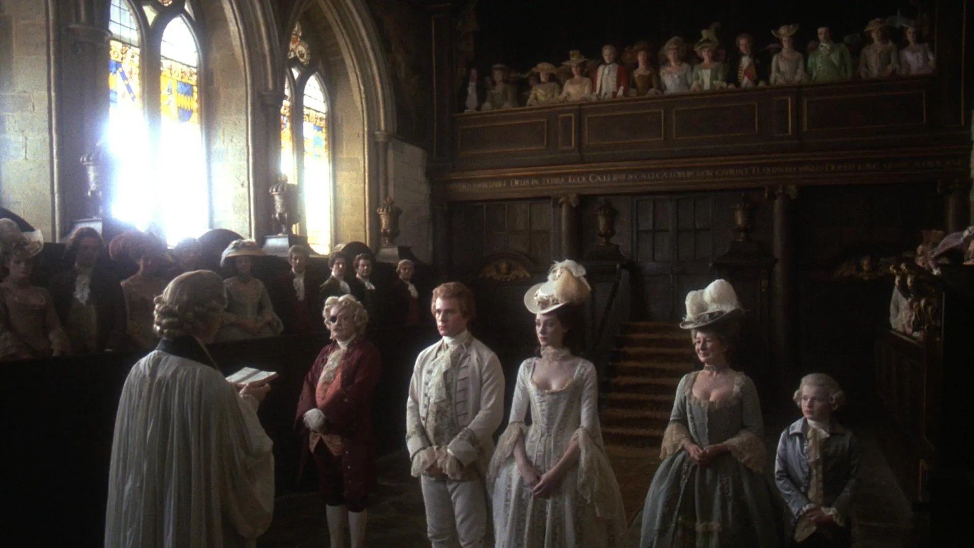 Marisa Berenson, Marie Kean, Patrick Magee, Murray Melvin, Ryan O'Neal, and Dominic Savage in Barry Lyndon (1975)