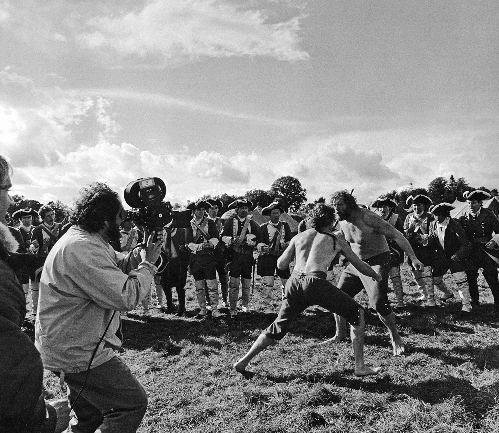 Stanley Kubrick, Ryan O'Neal, and Pat Roach in Barry Lyndon (1975)