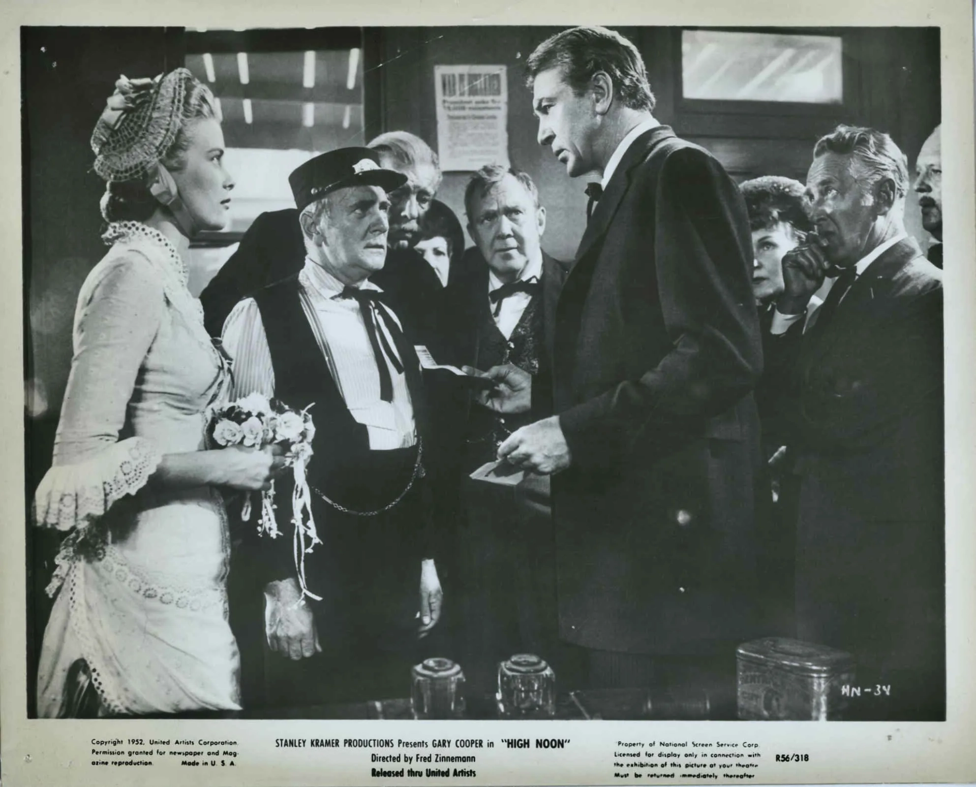 Gary Cooper, Grace Kelly, Lon Chaney Jr., Otto Kruger, Thomas Mitchell, and Ted Stanhope in High Noon (1952)