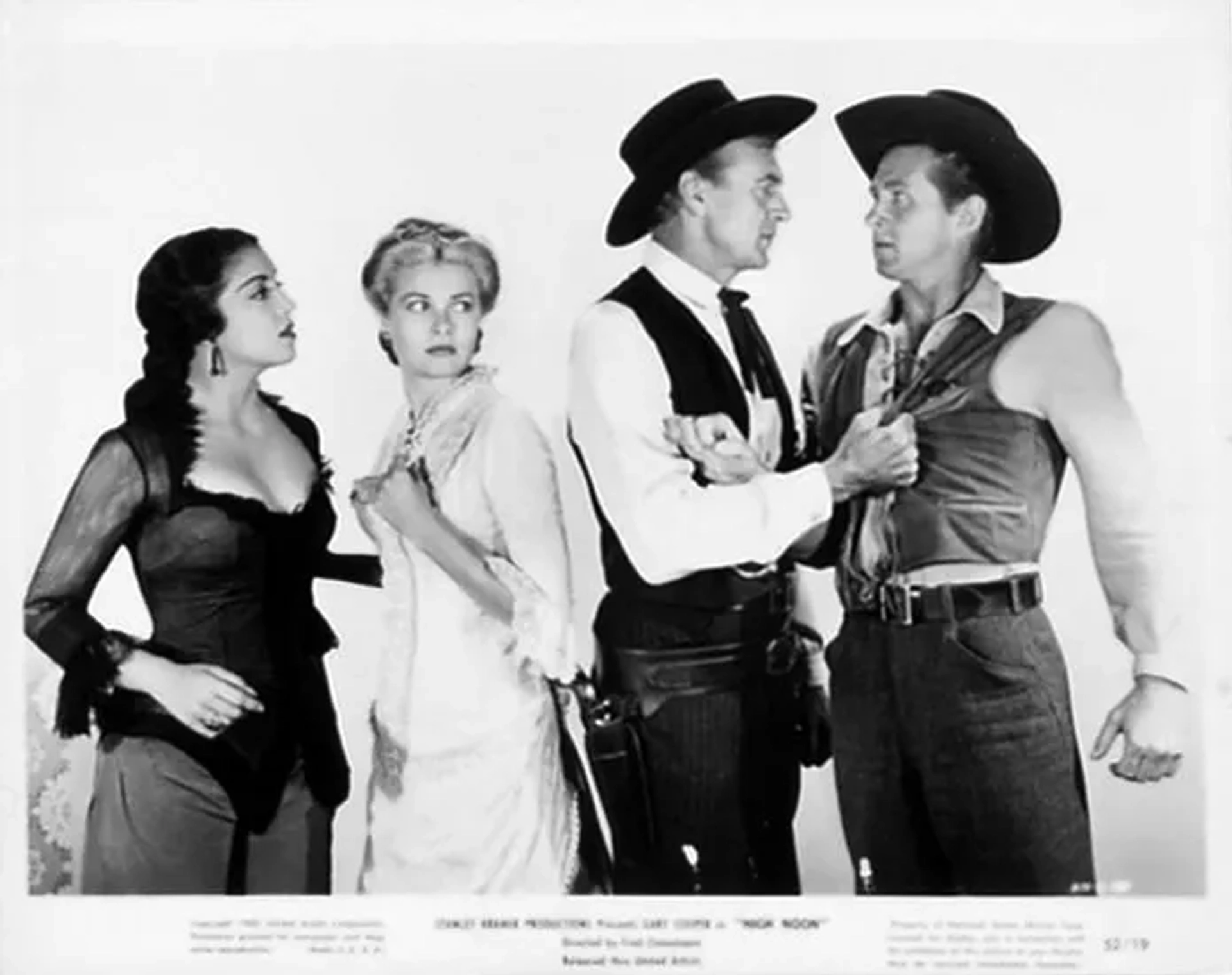 Gary Cooper, Grace Kelly, Lloyd Bridges, and Katy Jurado in High Noon (1952)