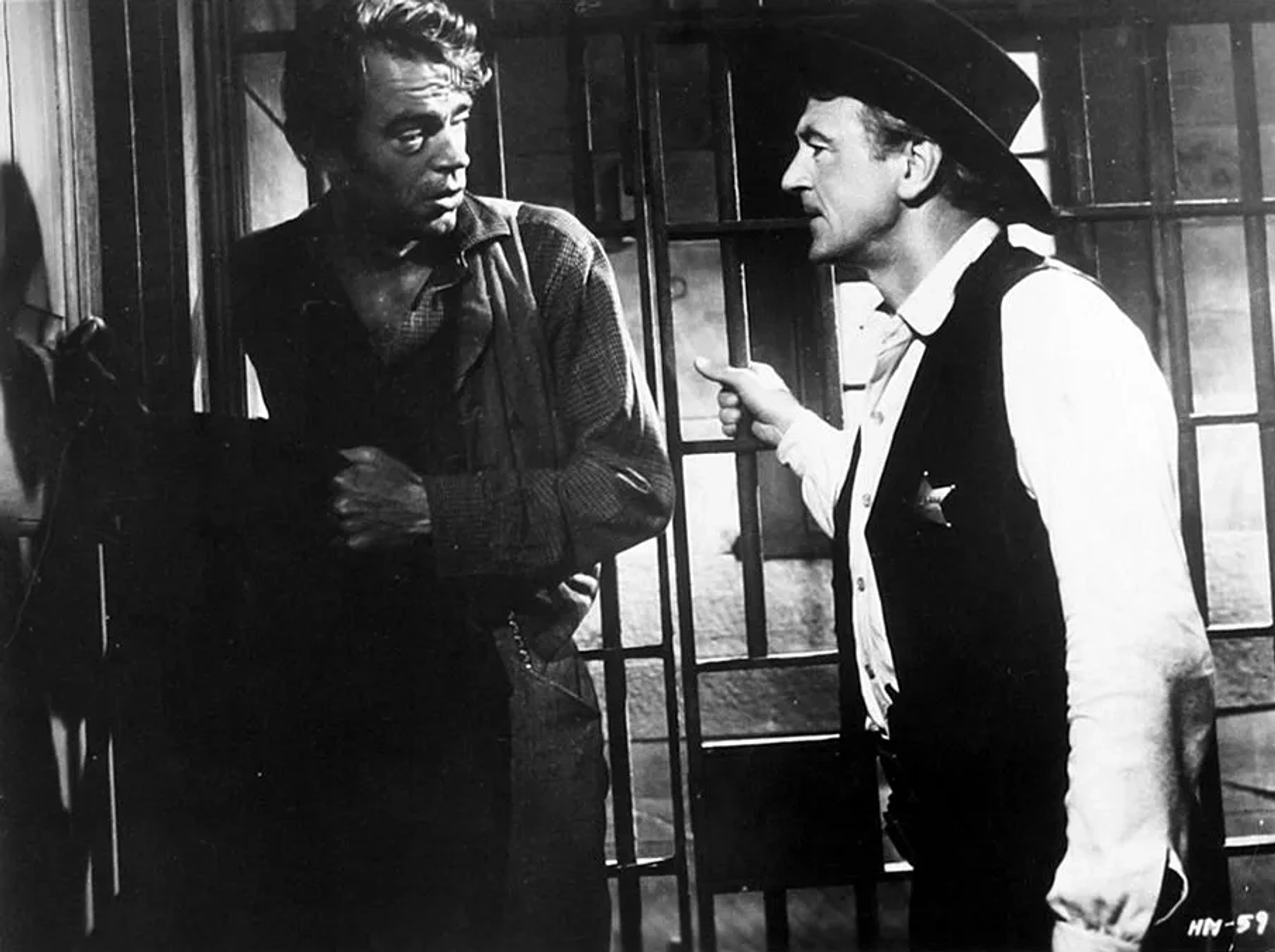 Gary Cooper and Jack Elam in High Noon (1952)