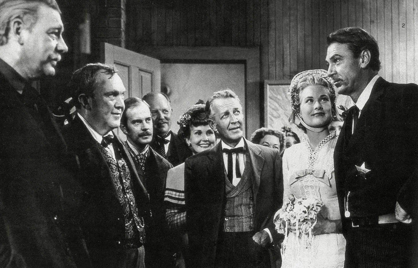 Gary Cooper, Grace Kelly, Lon Chaney Jr., Otto Kruger, Eve McVeagh, Thomas Mitchell, and Harry Morgan in High Noon (1952)