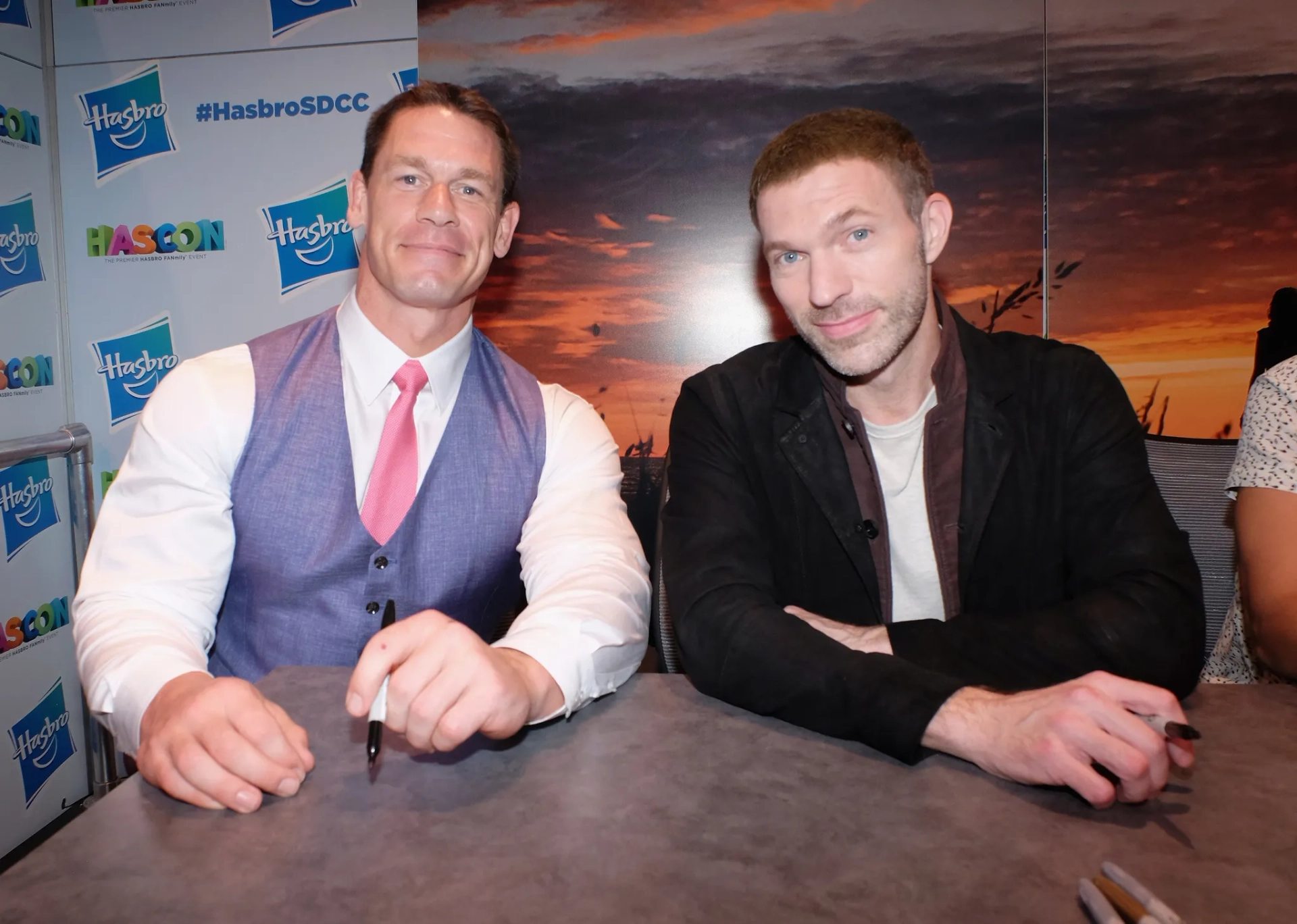 John Cena and Travis Knight at an event for Bumblebee (2018)