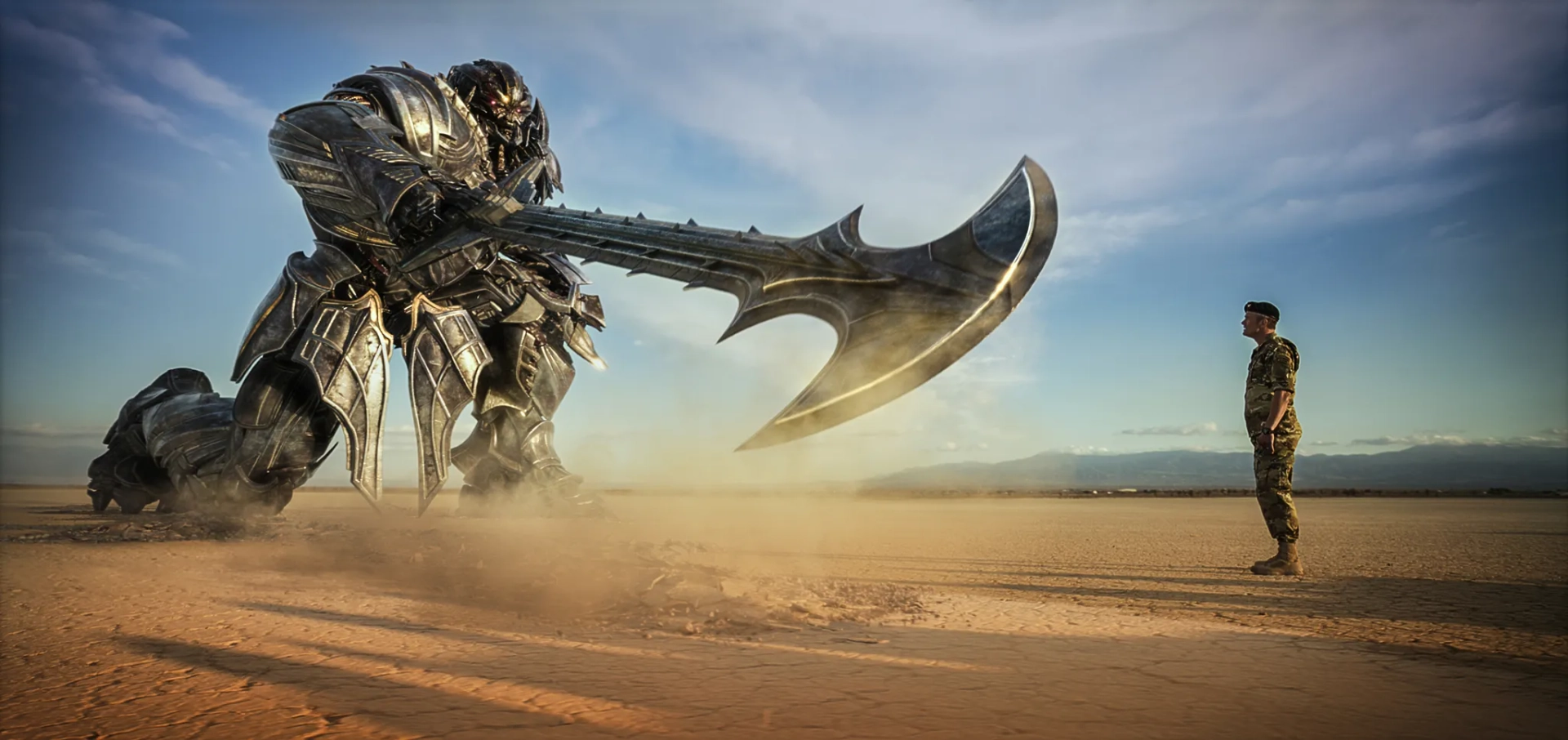 Josh Duhamel and Frank Welker in Transformers: The Last Knight (2017)