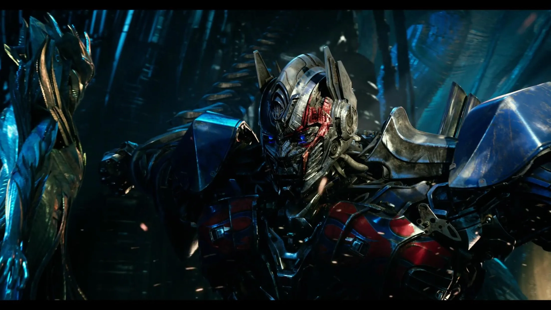 Peter Cullen and Gemma Chan in Transformers: The Last Knight (2017)