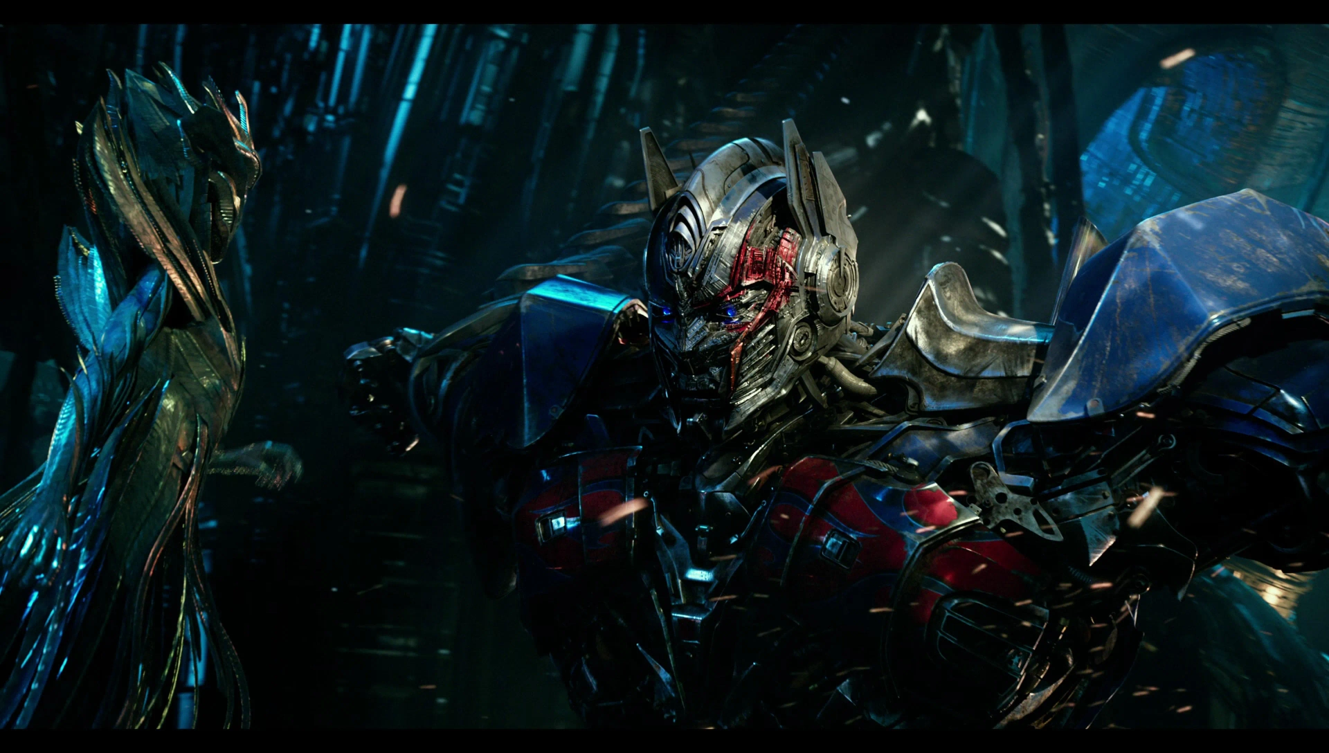 Peter Cullen and Gemma Chan in Transformers: The Last Knight (2017)