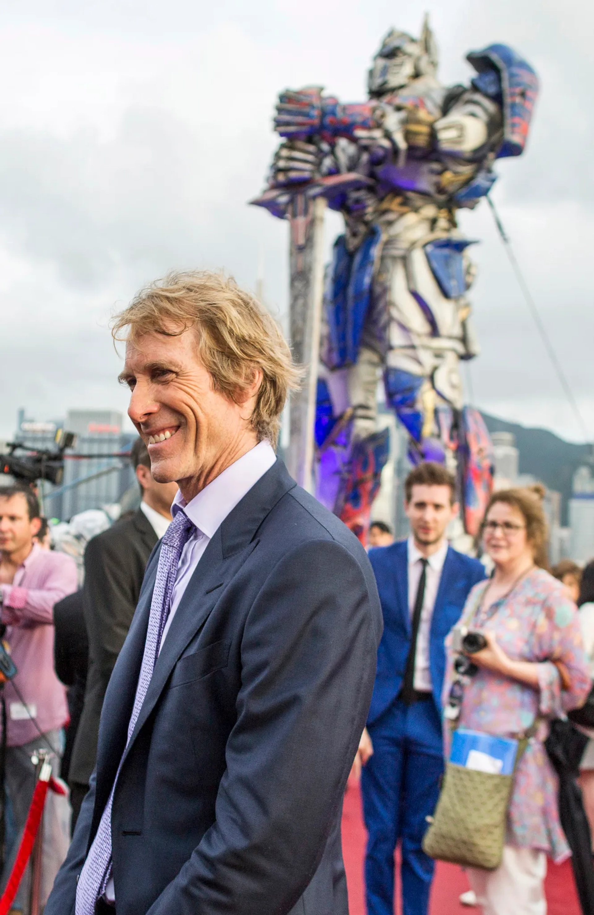 Director Michael Bay arrives at the worldwide premiere screening of "Transformers: Age of Extinction" at the on June 19, 2014 in Hong Kong.