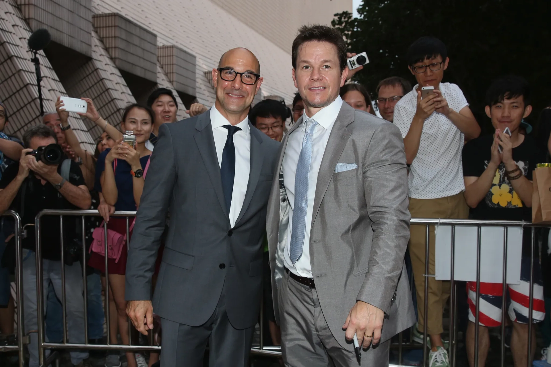 Mark Wahlberg and Stanley Tucci at an event for Transformers: Age of Extinction (2014)