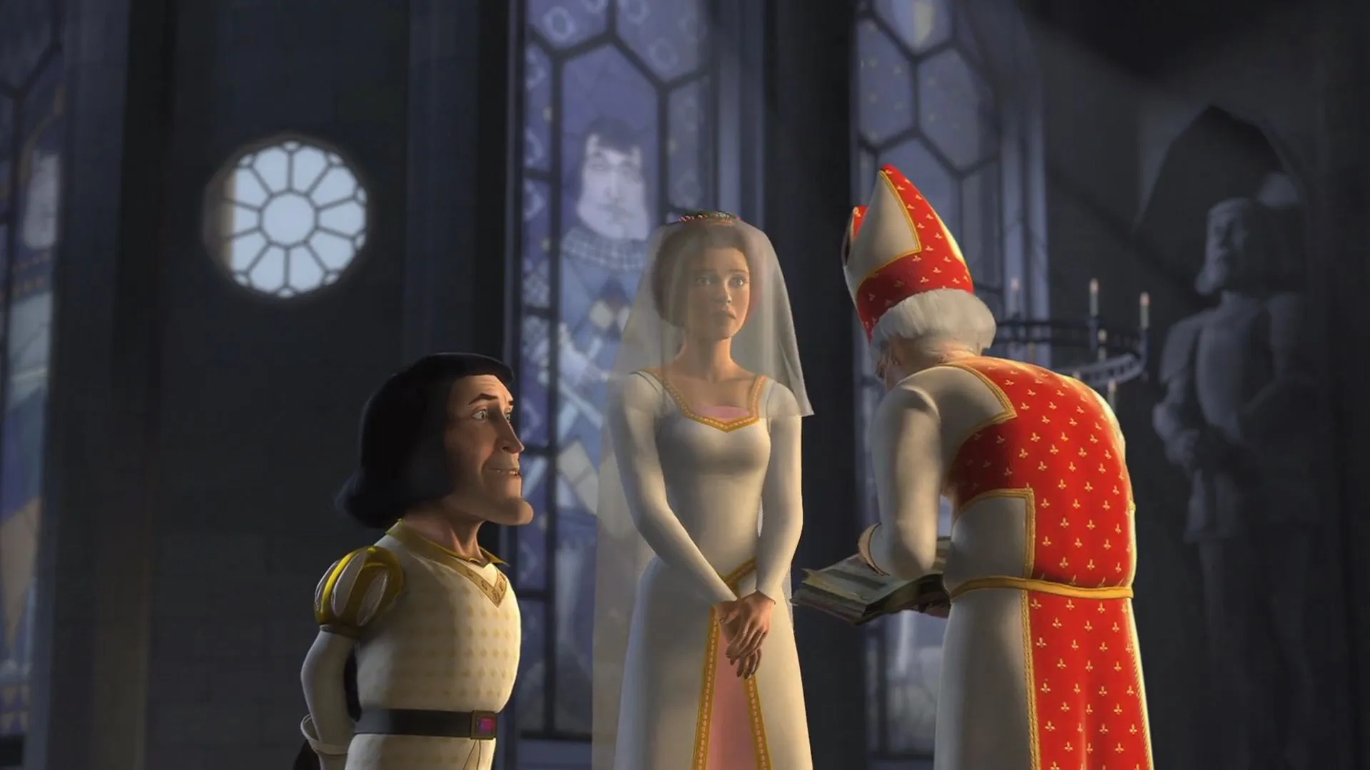 Cameron Diaz, John Lithgow, and Val Bettin in Shrek (2001)