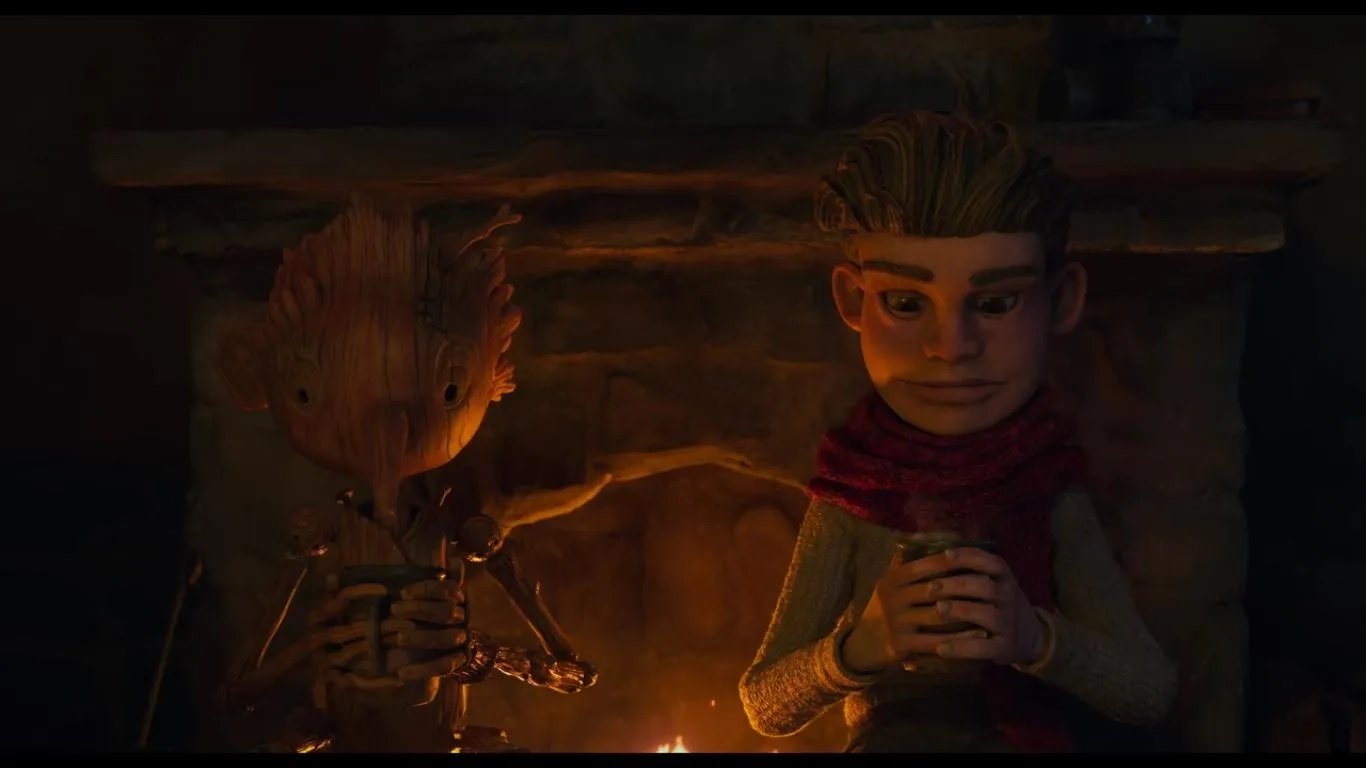 Finn Wolfhard and Gregory Mann in Guillermo del Toro's Pinocchio (2022)