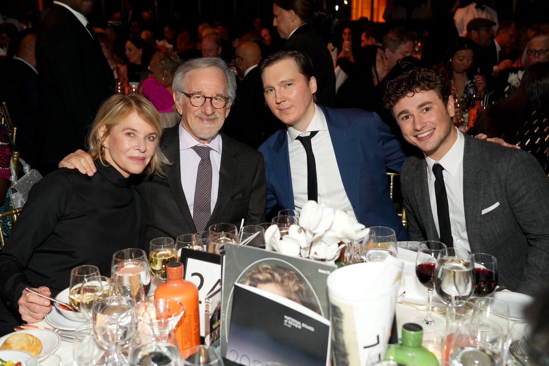 Steven Spielberg, Kate Capshaw, Paul Dano, and Gabriel LaBelle at an event for The Fabelmans (2022)