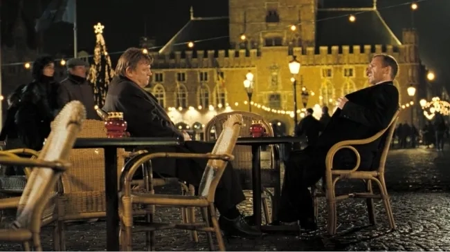 Ralph Fiennes and Brendan Gleeson in In Bruges (2008)