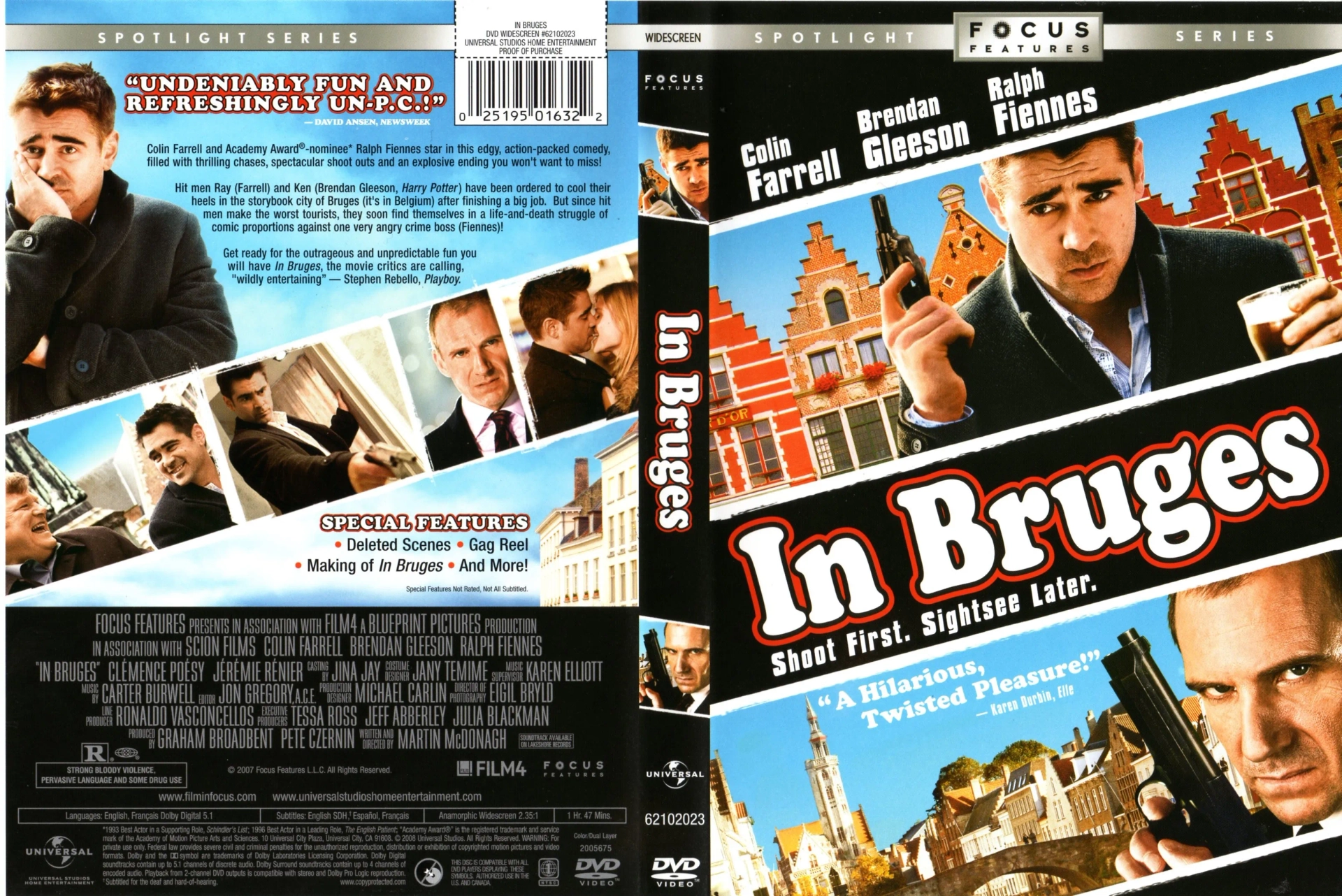 Ralph Fiennes, Colin Farrell, Brendan Gleeson, and Clémence Poésy in In Bruges (2008)