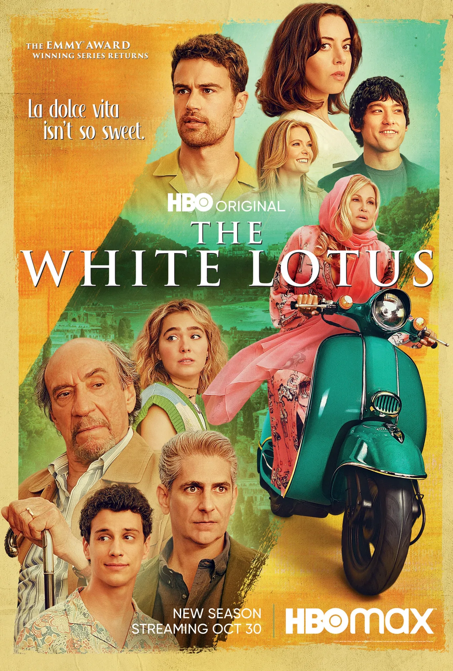 F. Murray Abraham, Jennifer Coolidge, Michael Imperioli, Aubrey Plaza, Will Sharpe, Meghann Fahy, Theo James, Adam DiMarco, and Haley Lu Richardson in The White Lotus (2021)