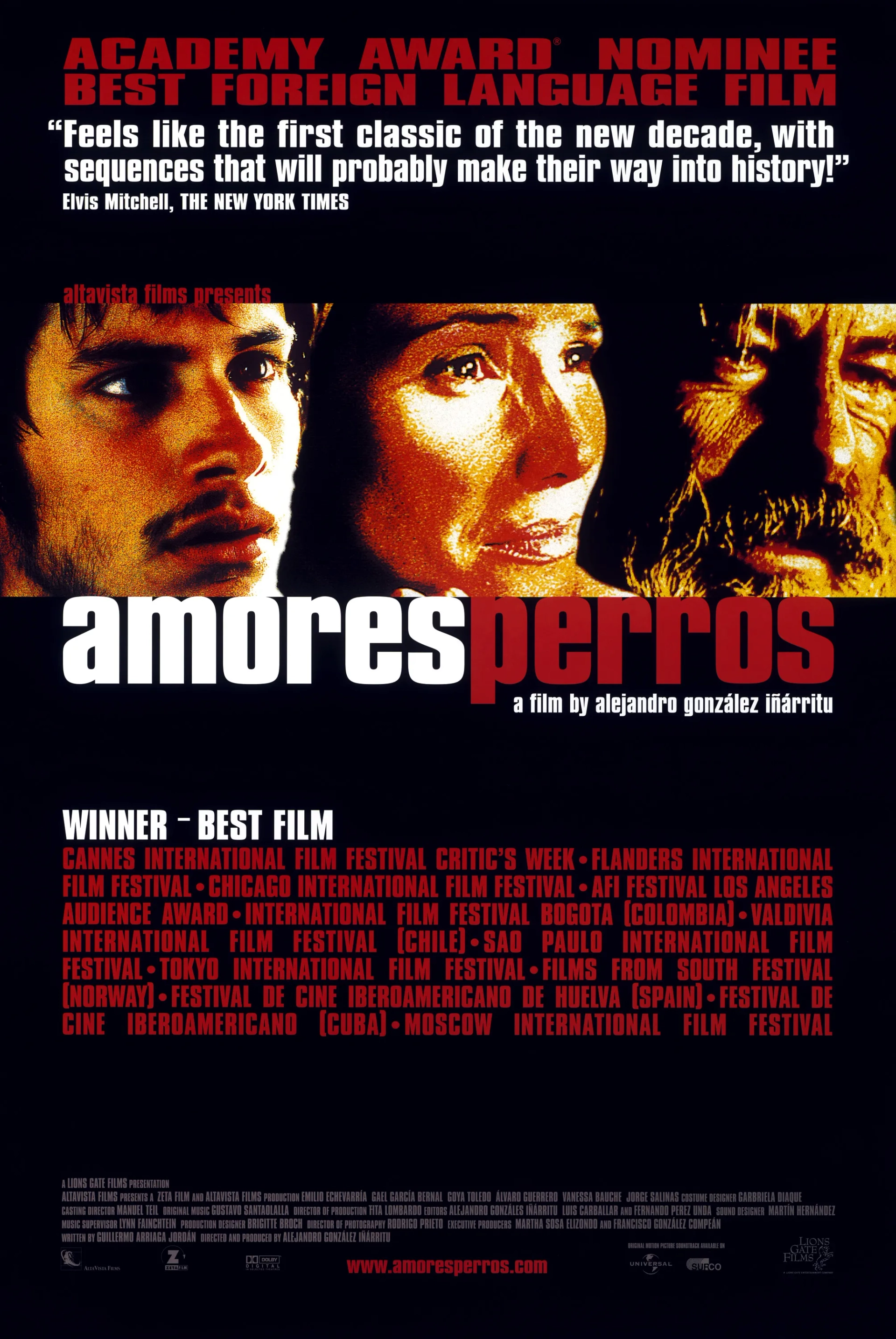 Emilio Echevarría, Gael García Bernal, and Goya Toledo in Amores Perros (2000)