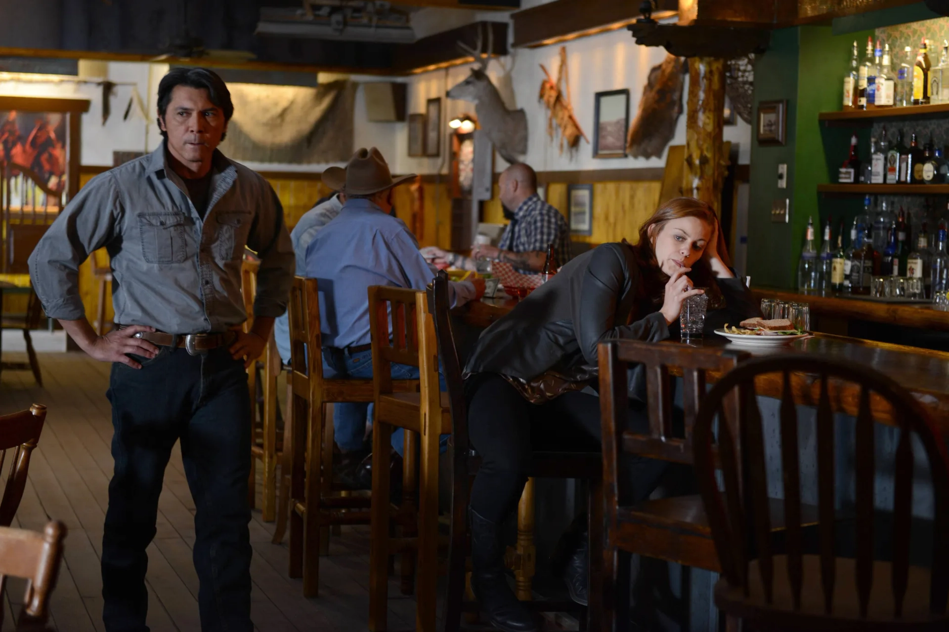 Lou Diamond Phillips and Cassidy Freeman in Longmire (2012)