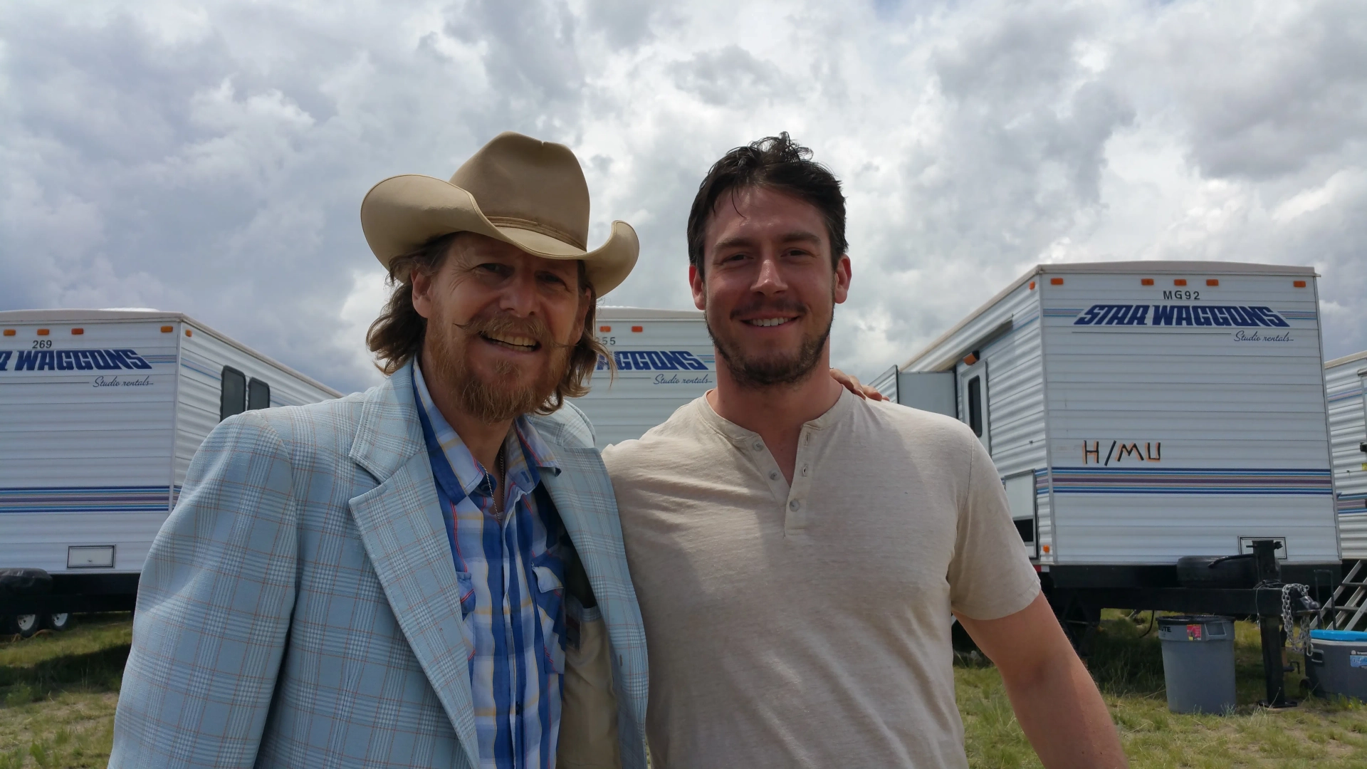 Zach Rose and Lew Temple on the set of LONGMIRE