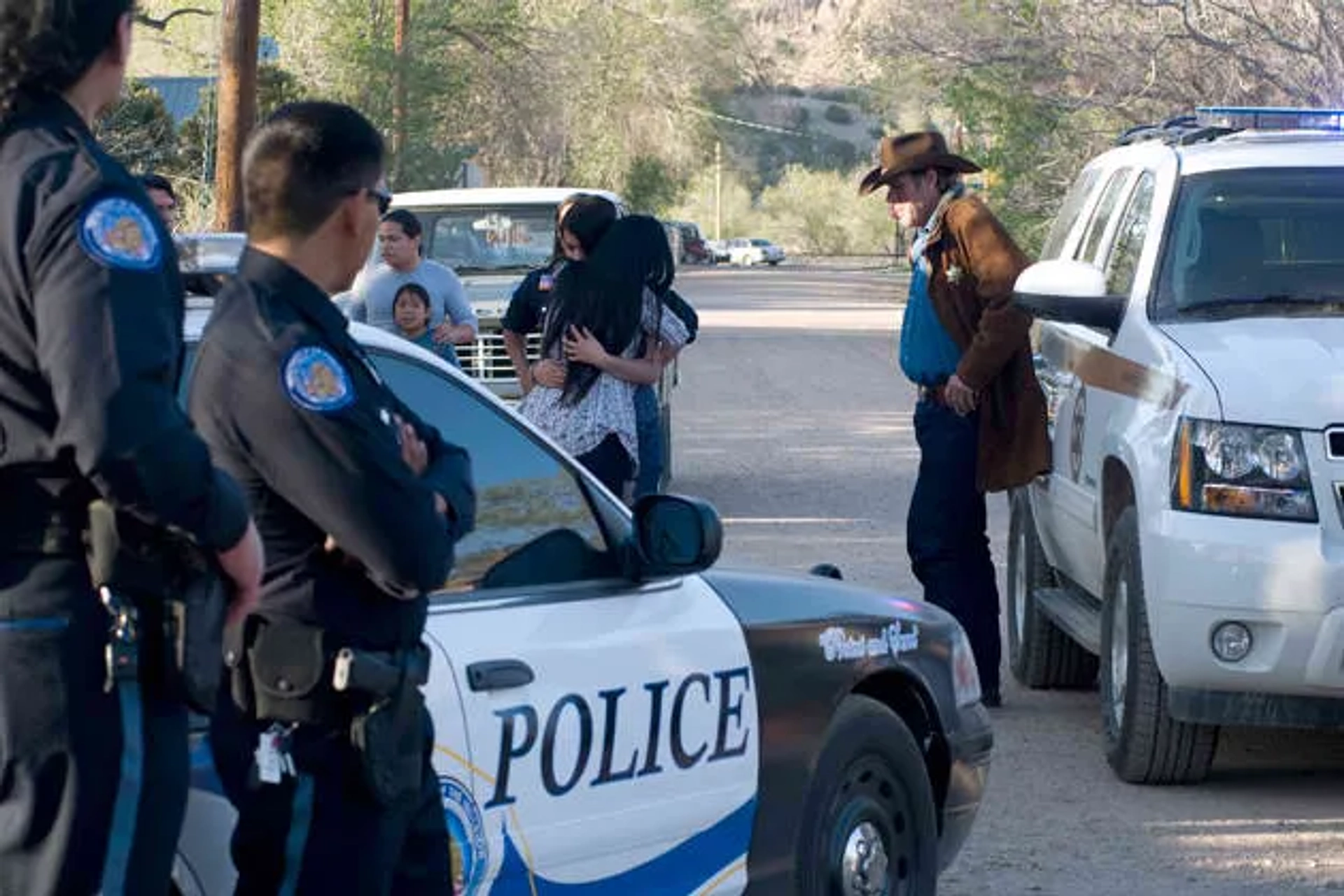 Still of Amber Midthunder, Irene Bedard, and Robert Taylor in Longmire (2012)