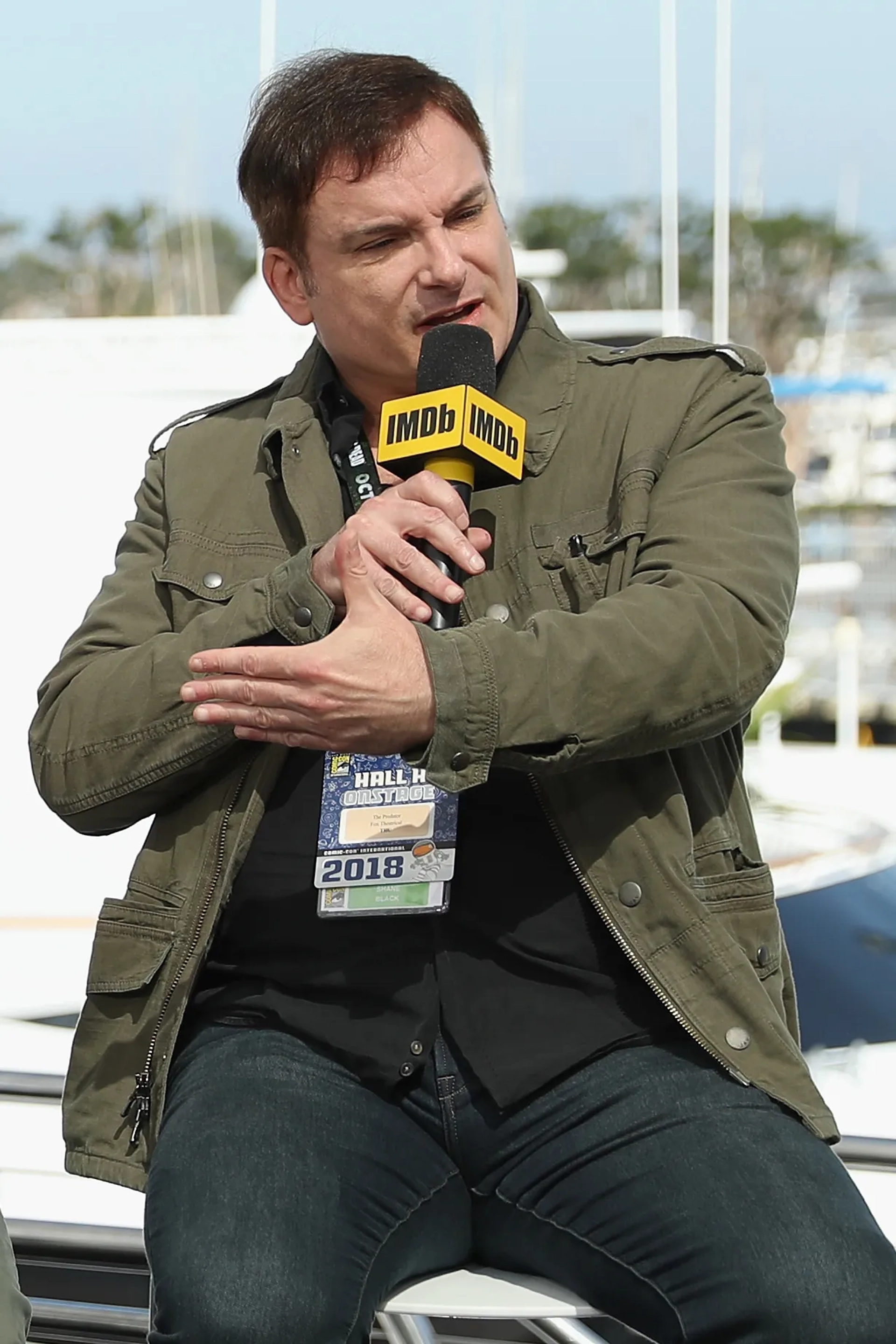 Shane Black at an event for The Predator (2018)