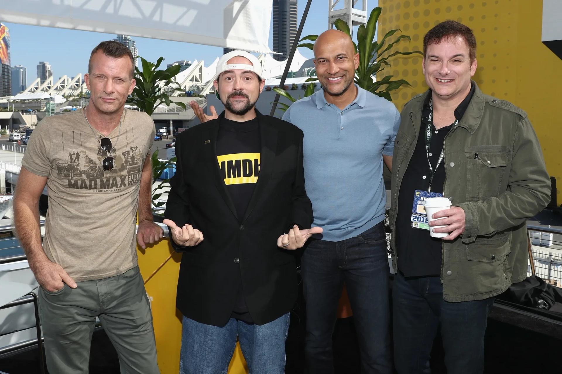 Shane Black, Kevin Smith, Thomas Jane, and Keegan-Michael Key at an event for The Predator (2018)