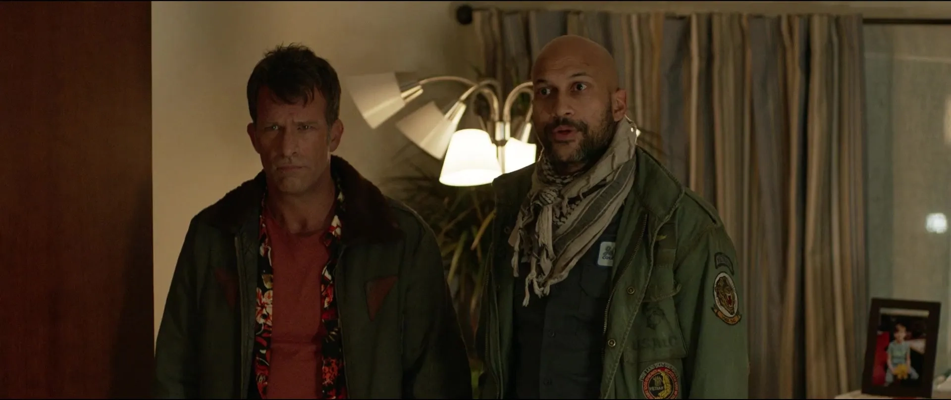 Thomas Jane and Keegan-Michael Key in The Predator (2018)