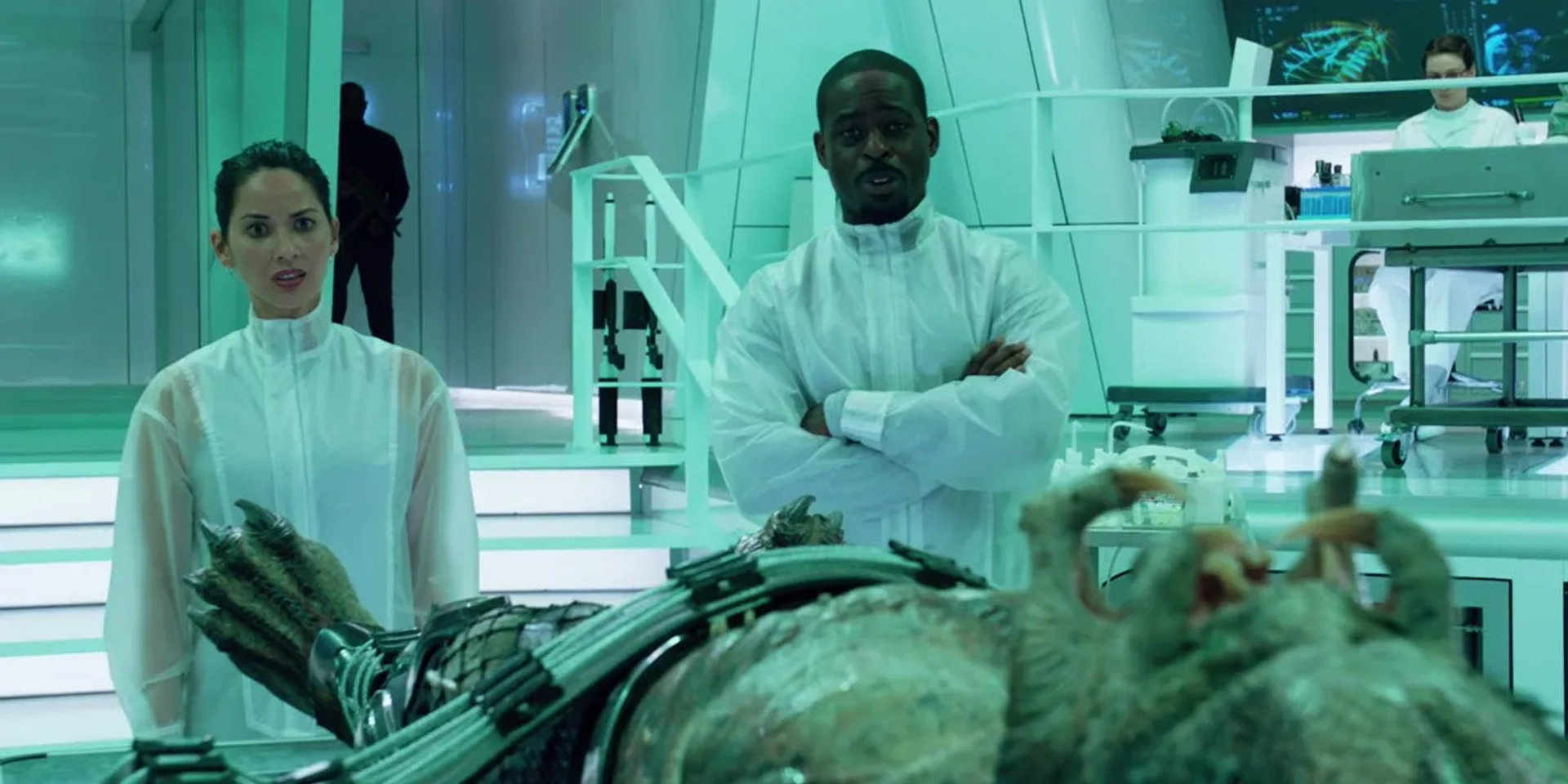 Sterling K. Brown and Olivia Munn in The Predator (2018)