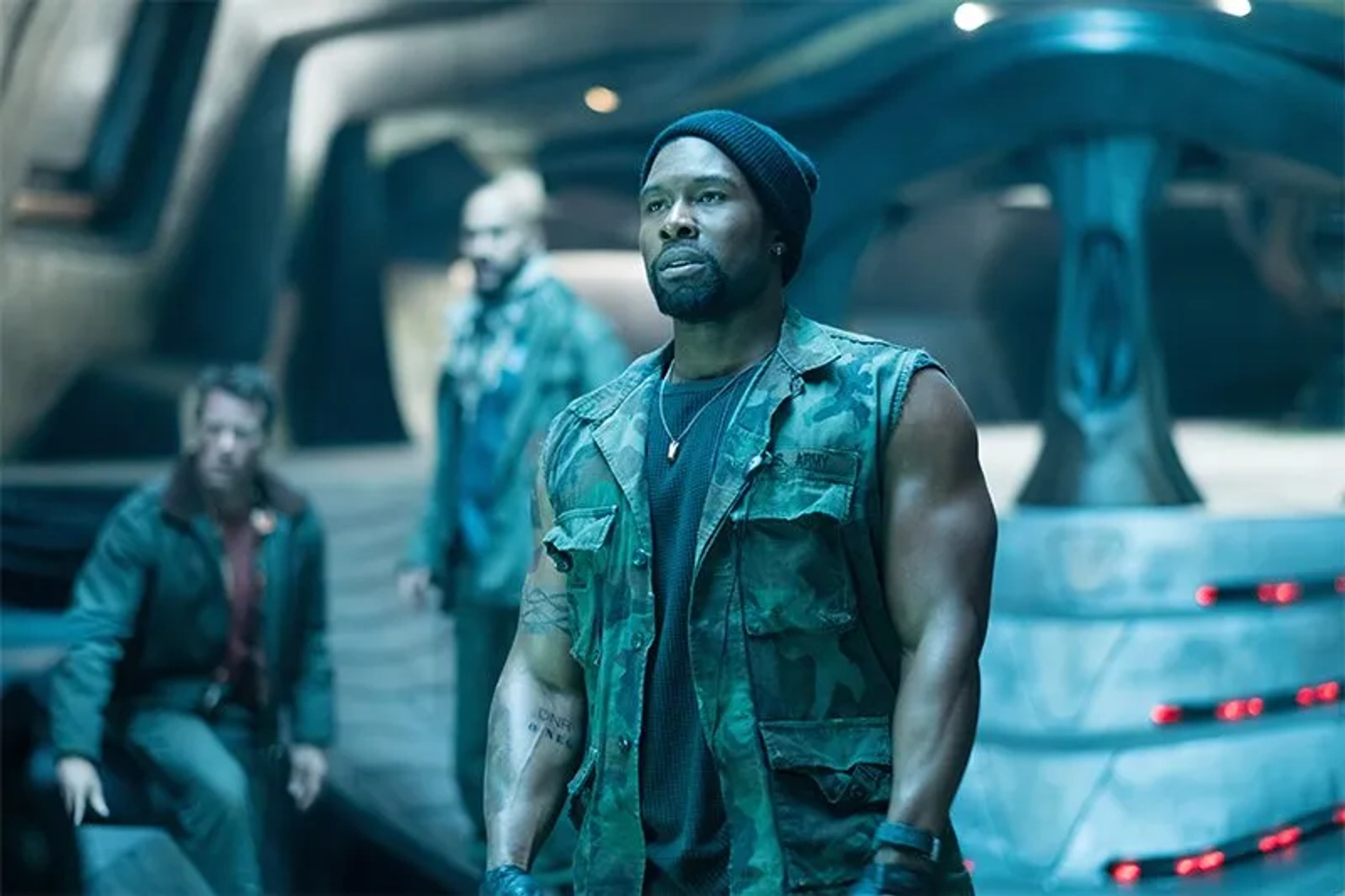 Thomas Jane, Keegan-Michael Key, and Trevante Rhodes in The Predator (2018)