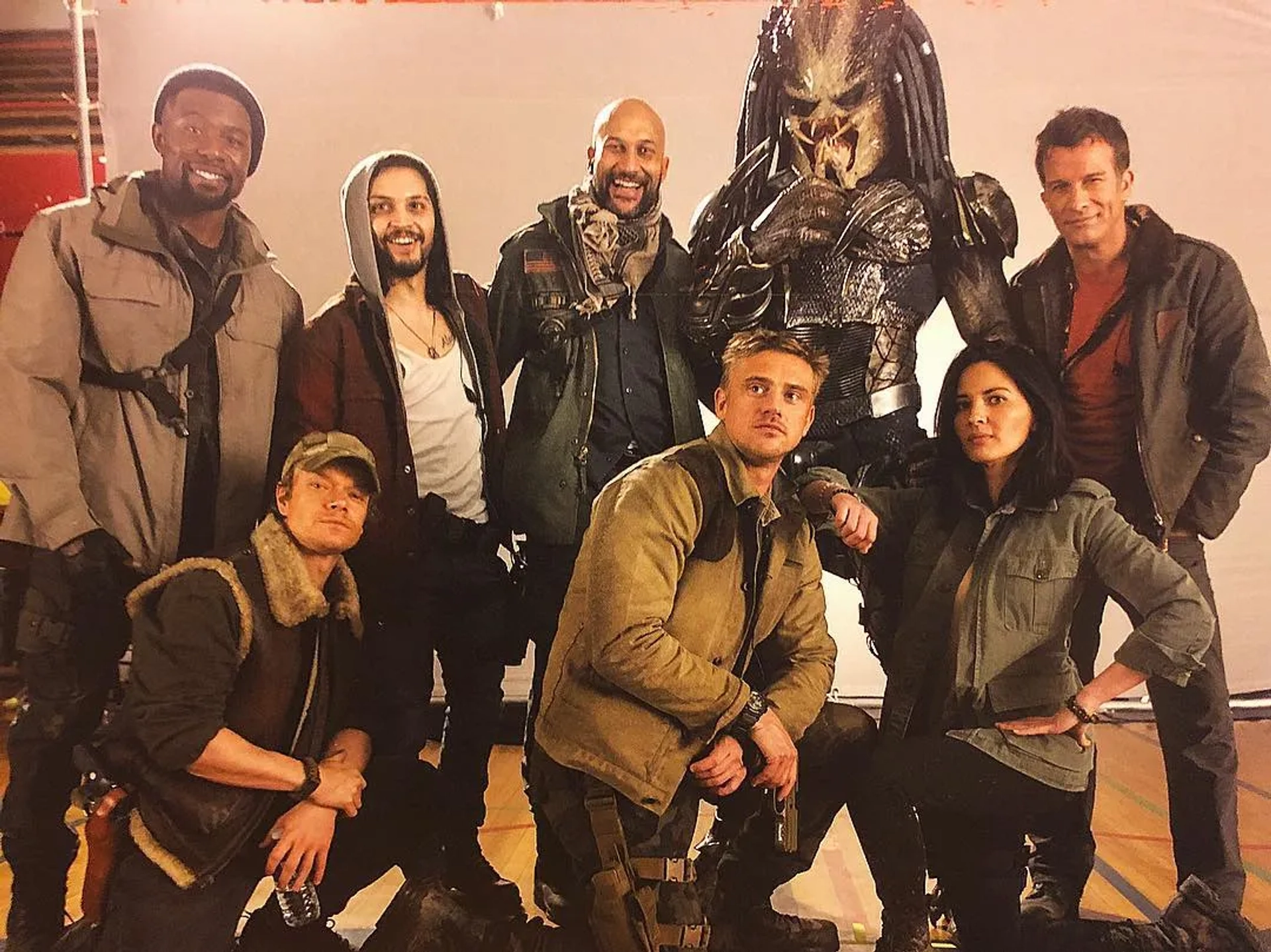 Thomas Jane, Alfie Allen, Keegan-Michael Key, Olivia Munn, Boyd Holbrook, Augusto Aguilera, Brian A. Prince, and Trevante Rhodes in The Predator (2018)