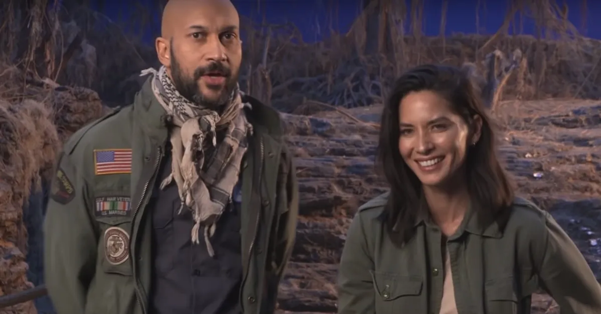 Keegan-Michael Key and Olivia Munn in The Predator (2018)