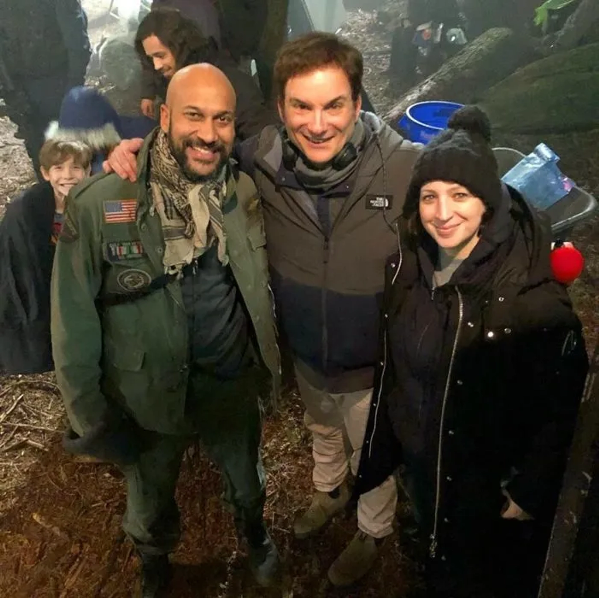 Shane Black, Elle Key, and Keegan-Michael Key in The Predator (2018)