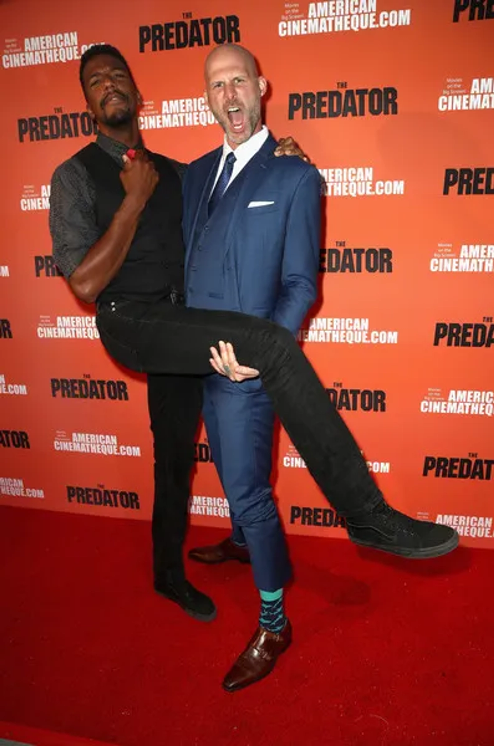 Brian A. Prince and Kyle Strauts at an event for The Predator (2018)