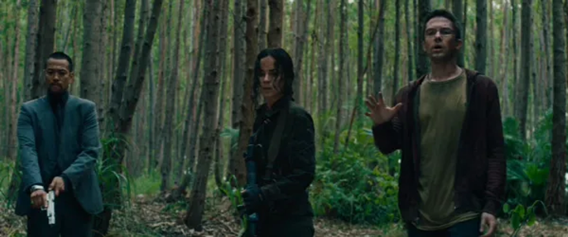 Alice Braga, Topher Grace, and Louis Ozawa in Predators (2010)