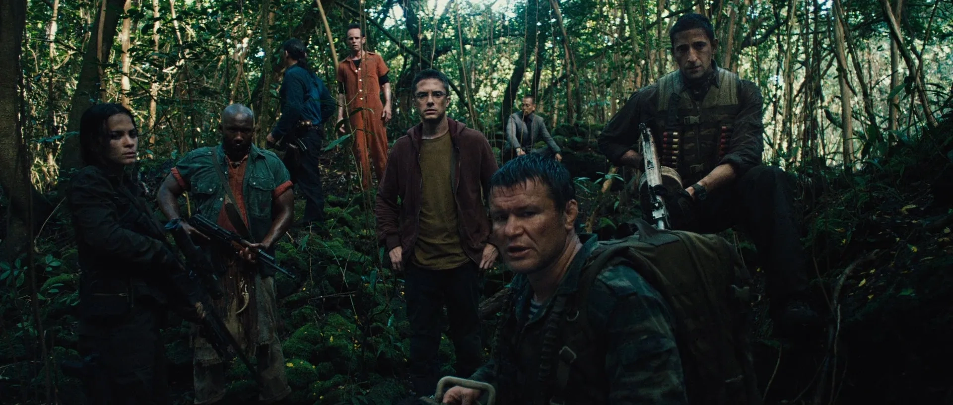 Danny Trejo, Adrien Brody, Alice Braga, Walton Goggins, Topher Grace, Oleg Taktarov, Mahershala Ali, and Louis Ozawa in Predators (2010)