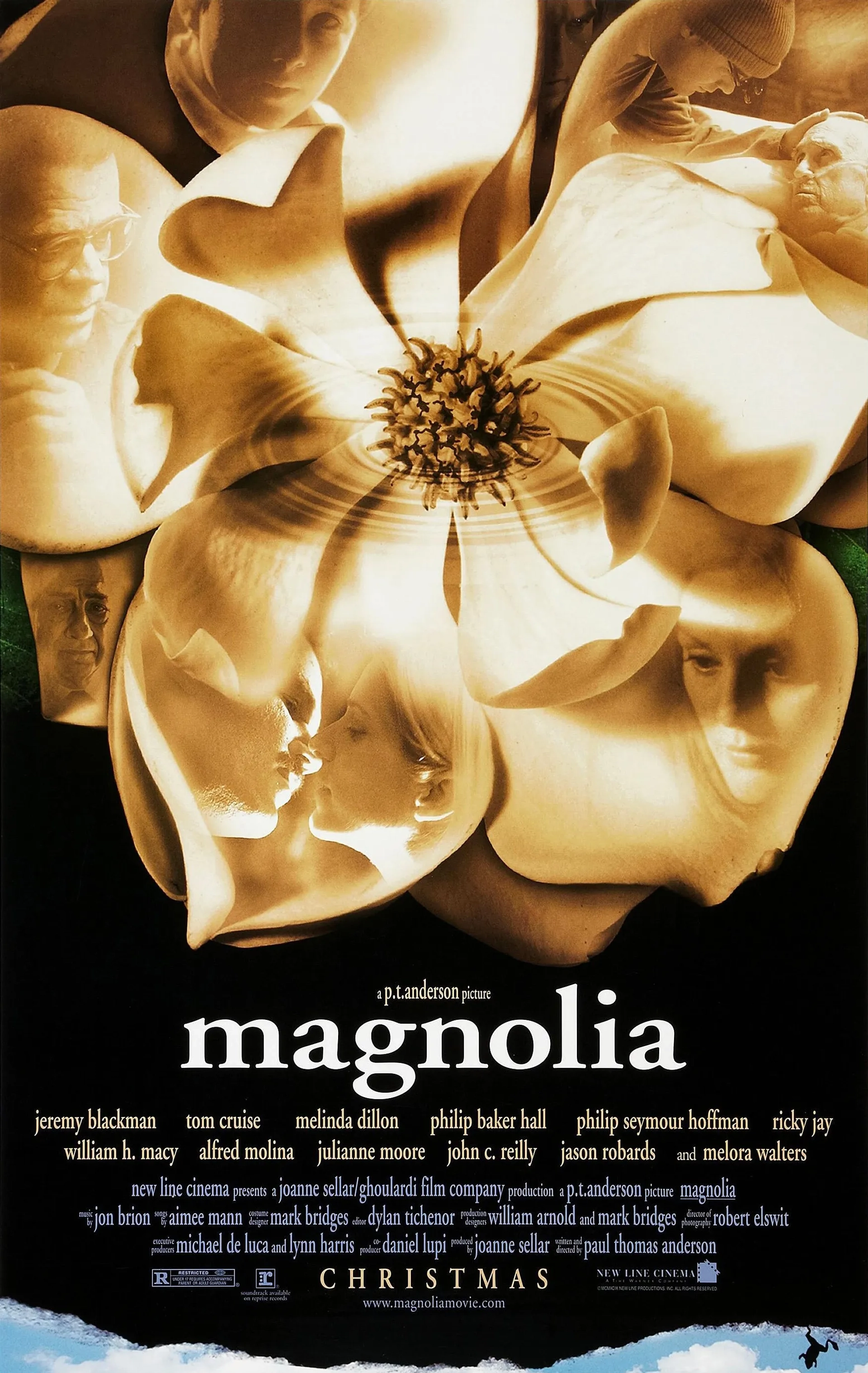 Tom Cruise, Julianne Moore, Philip Seymour Hoffman, William H. Macy, John C. Reilly, Philip Baker Hall, Jason Robards, Melora Walters, and Jeremy Blackman in Magnolia (1999)