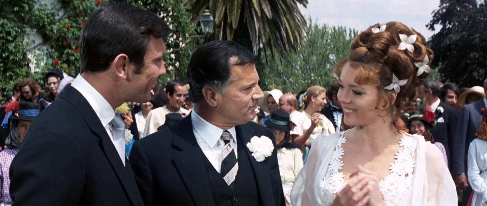 Diana Rigg, Gabriele Ferzetti, and George Lazenby in On Her Majesty's Secret Service (1969)