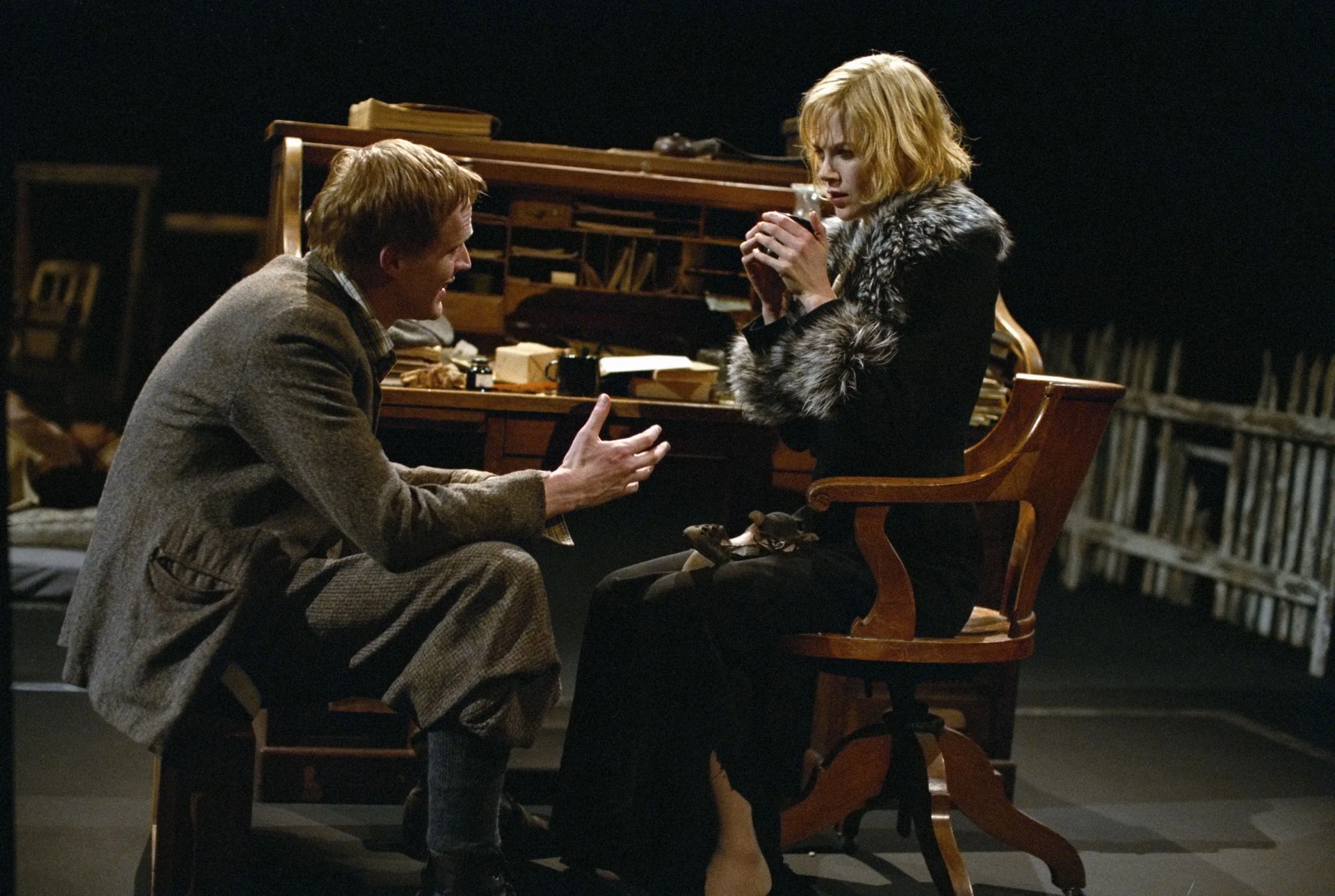 Nicole Kidman and Paul Bettany in Dogville (2003)