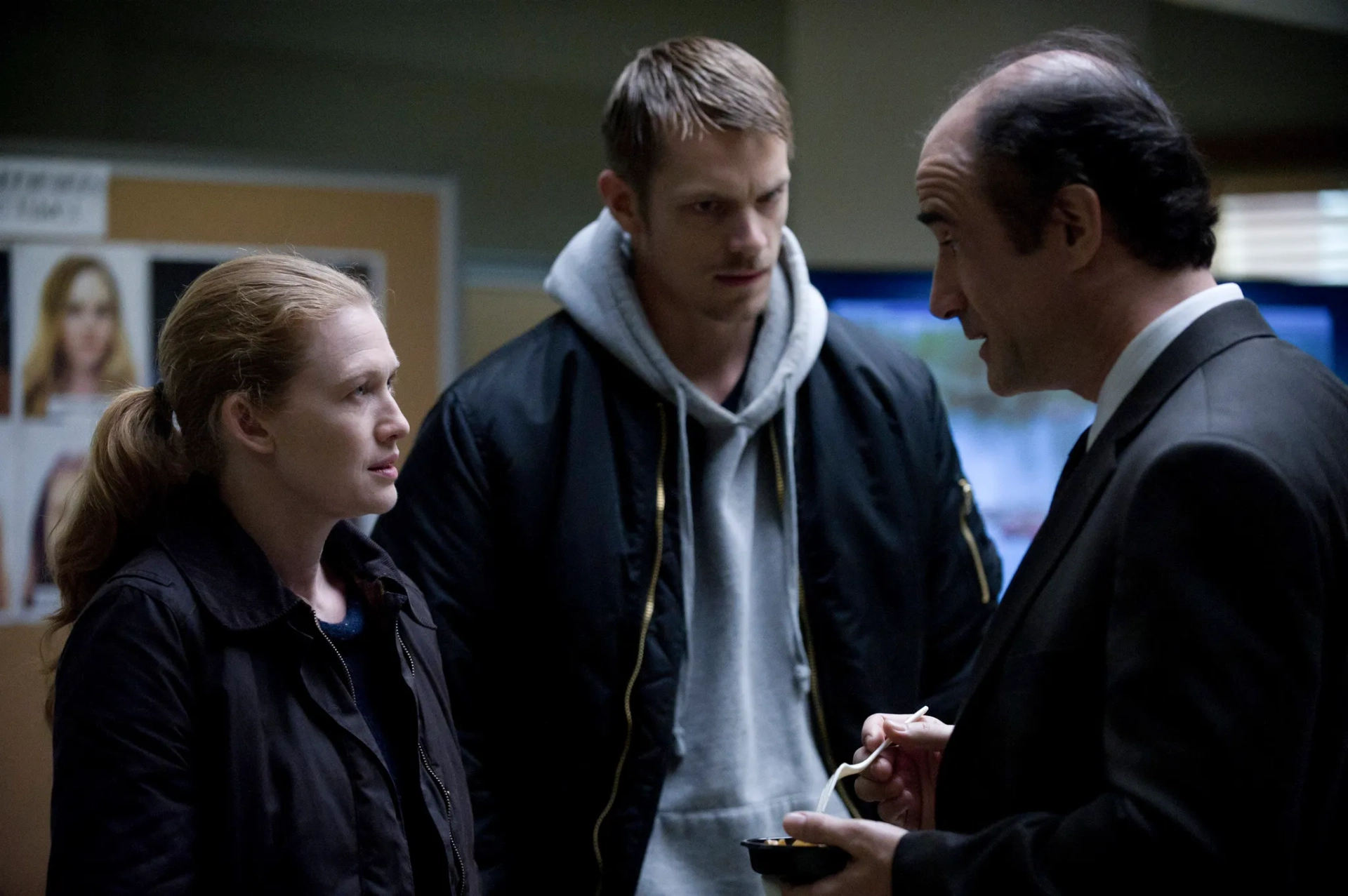 Elias Koteas, Mireille Enos, and Joel Kinnaman in The Killing (2011)