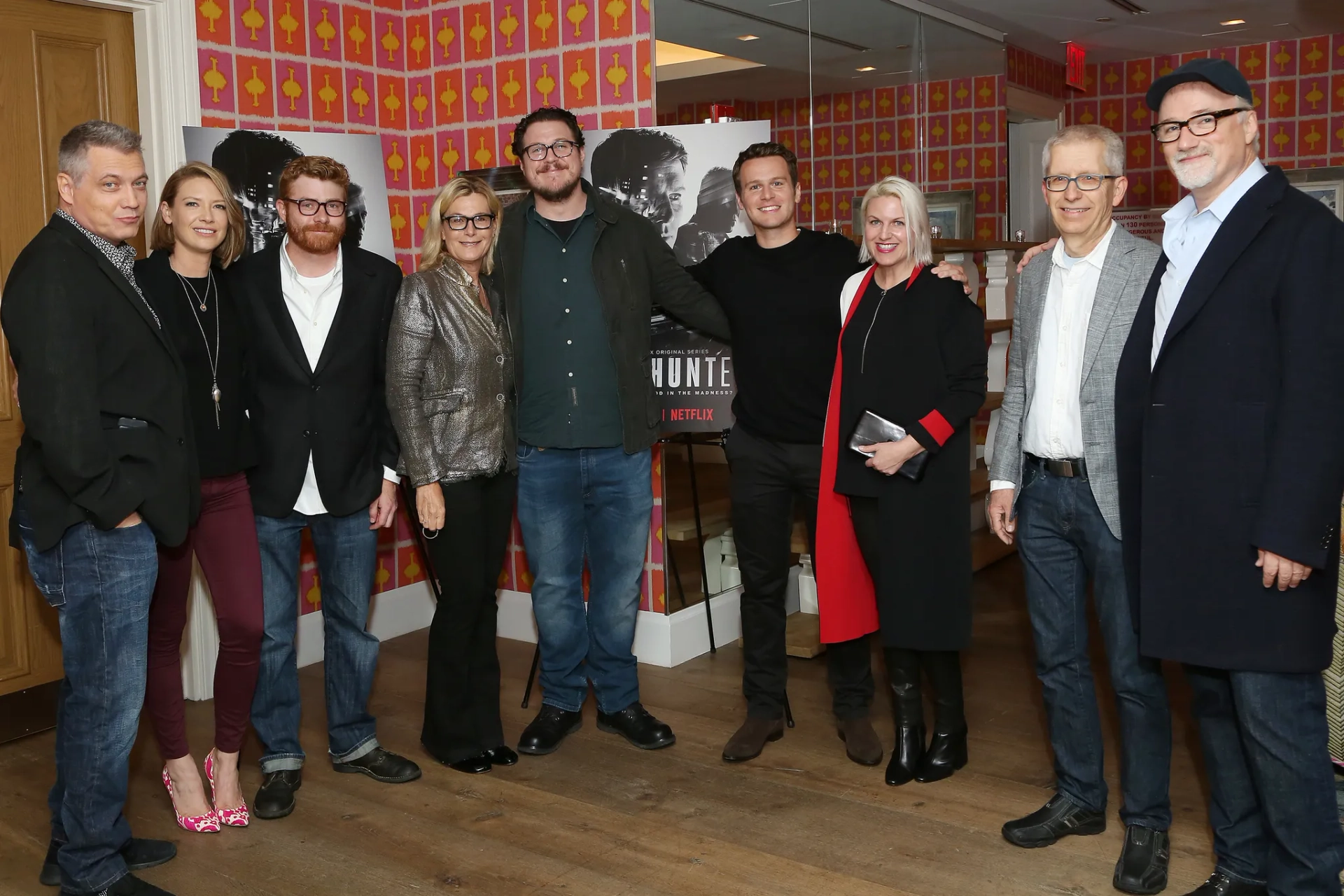 David Fincher, Steve Arnold, Laray Mayfield, Holt McCallany, Erik Messerschmidt, Jennifer Starzyk, Anna Torv, Jonathan Groff, and Cameron Britton at an event for Mindhunter (2017)