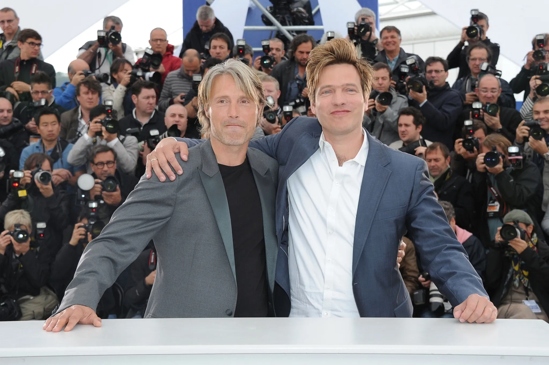 Mads Mikkelsen and Thomas Vinterberg at an event for The Hunt (2012)