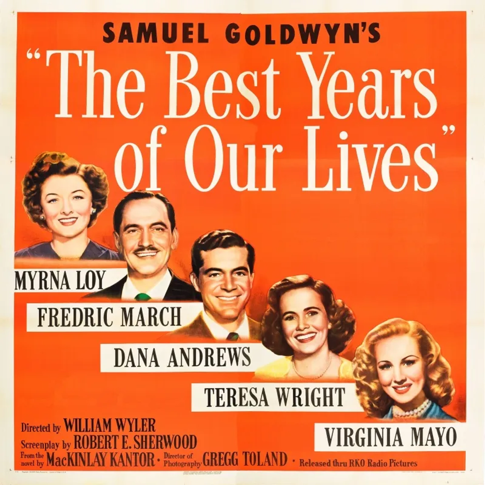 Dana Andrews, Myrna Loy, Fredric March, Virginia Mayo, and Teresa Wright in The Best Years of Our Lives (1946)