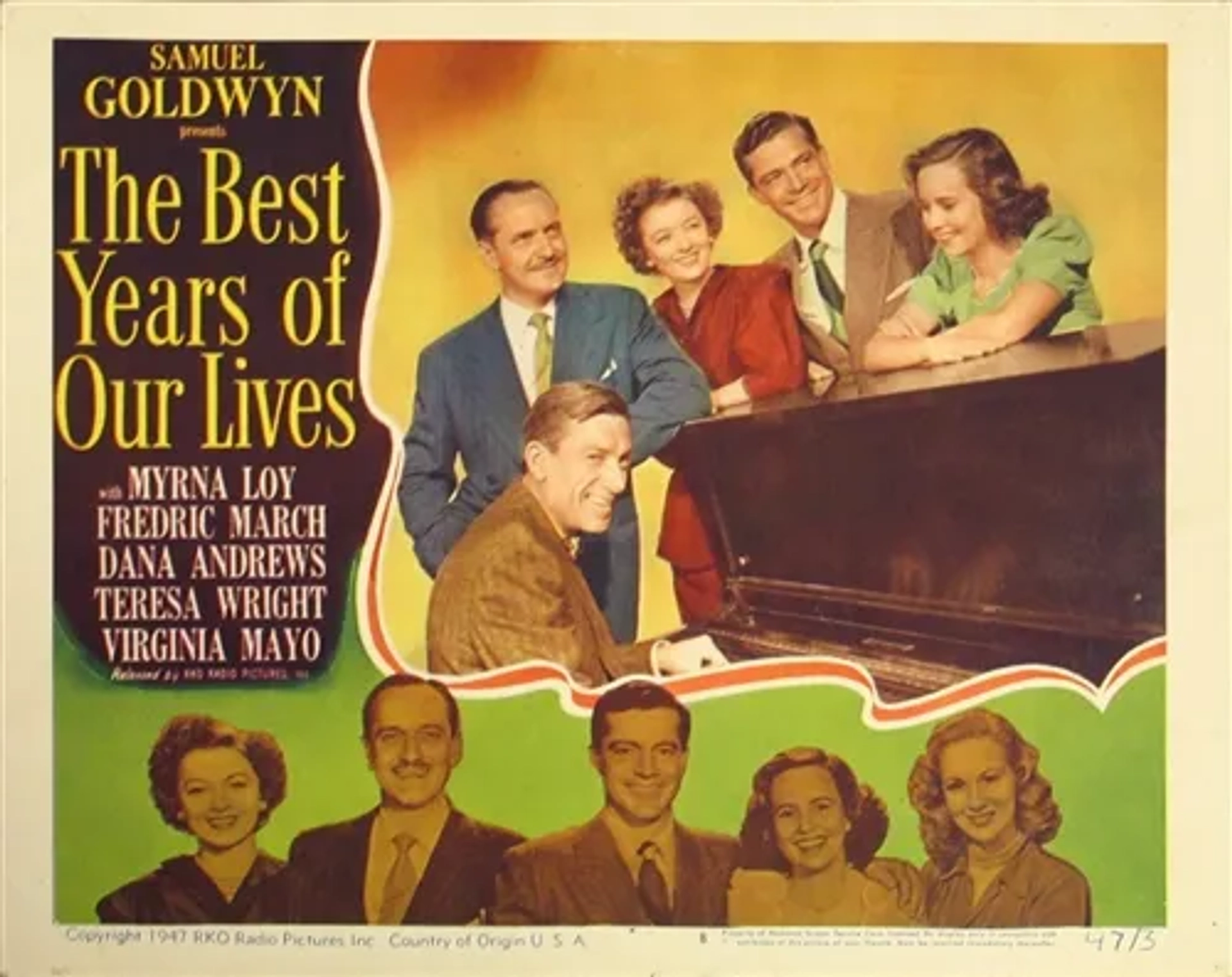 Dana Andrews, Myrna Loy, Hoagy Carmichael, Fredric March, Virginia Mayo, and Teresa Wright in The Best Years of Our Lives (1946)