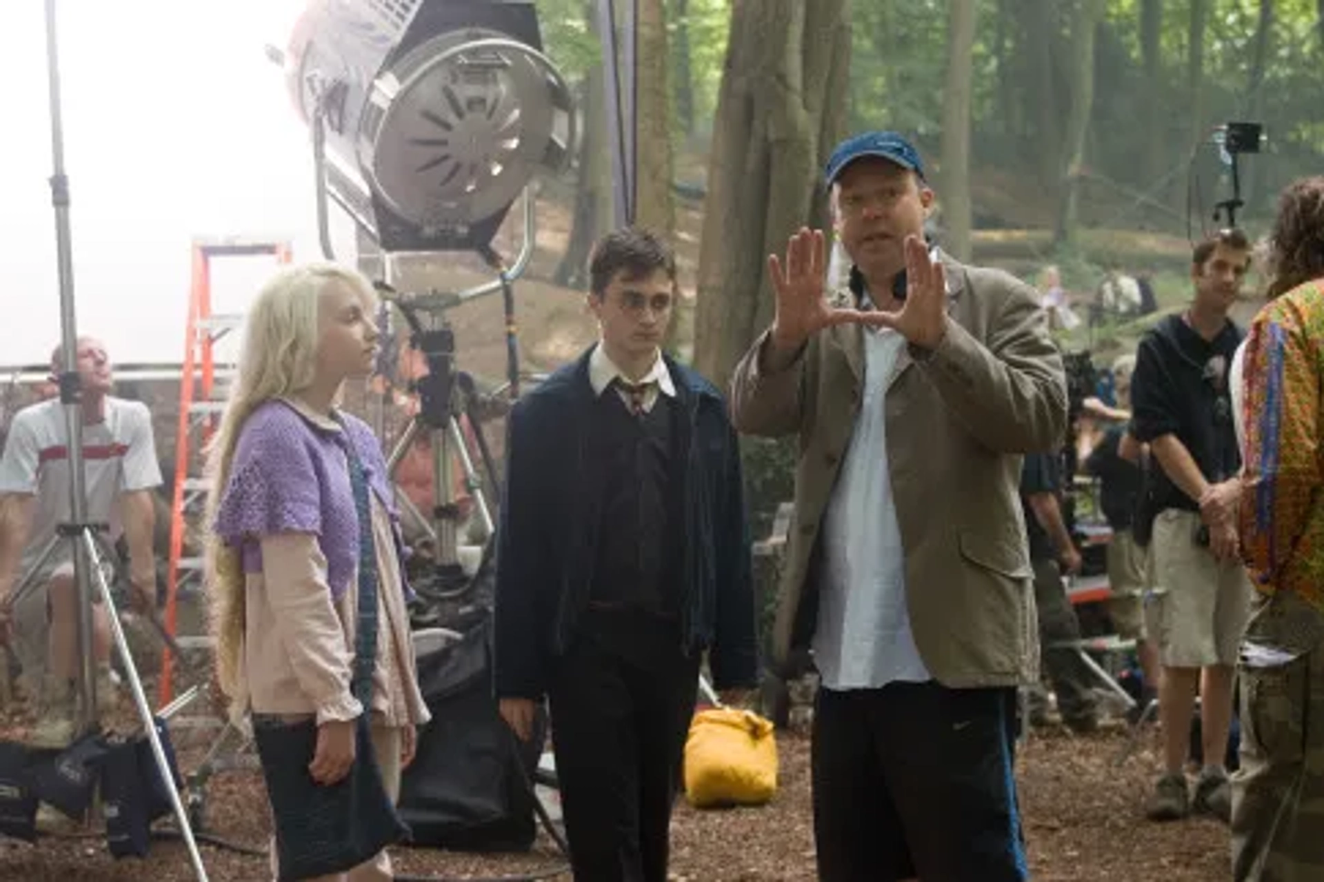 Daniel Radcliffe, David Yates, and Evanna Lynch in Harry Potter and the Order of the Phoenix (2007)