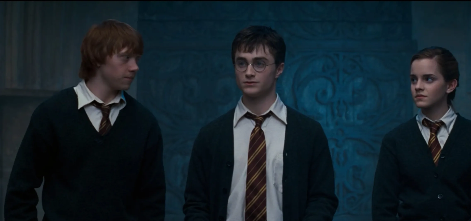 Rupert Grint, Daniel Radcliffe, and Emma Watson in Harry Potter and the Order of the Phoenix (2007)